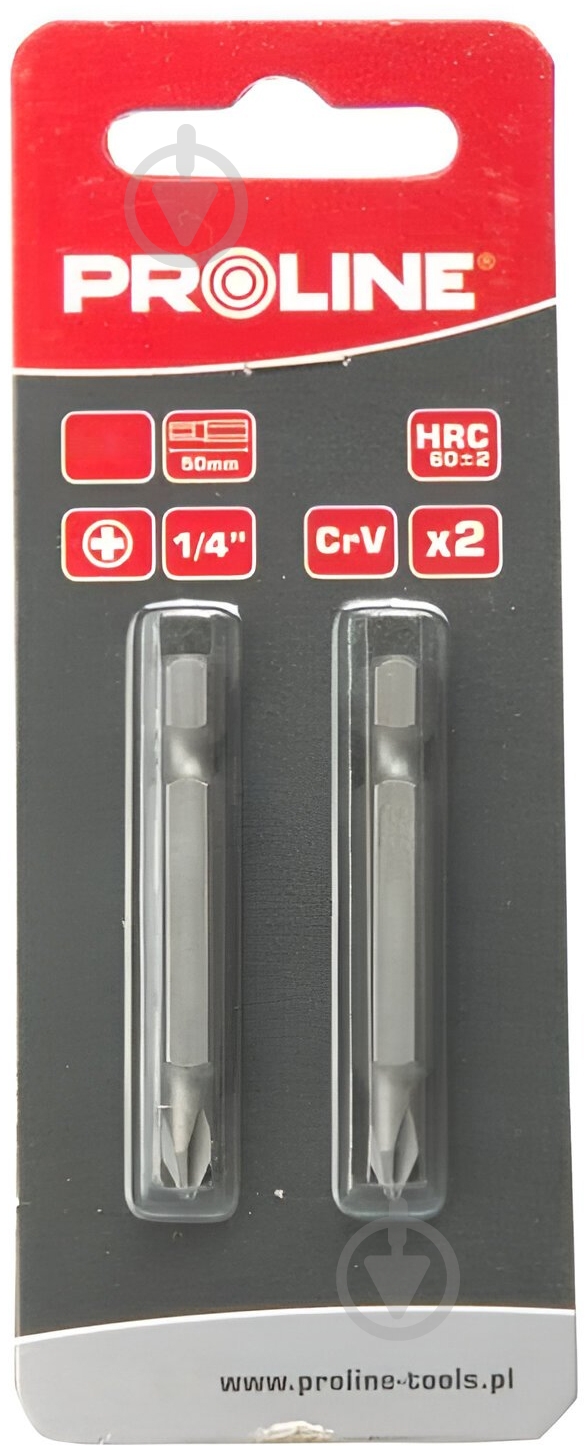 Біта Proline хрестоподібна 1/4 РН2 х 50 мм 2 шт. 10648 - фото 2 Біта Proline хрестоподібна 1/4 РН2 х 50 мм 2 шт. 10648 - фото 2
