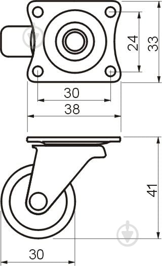 Ролик мебельный GTV d30 мм h-43 мм повортный без стопора белый (колесо для мебели) KM-015030-10 - фото 2