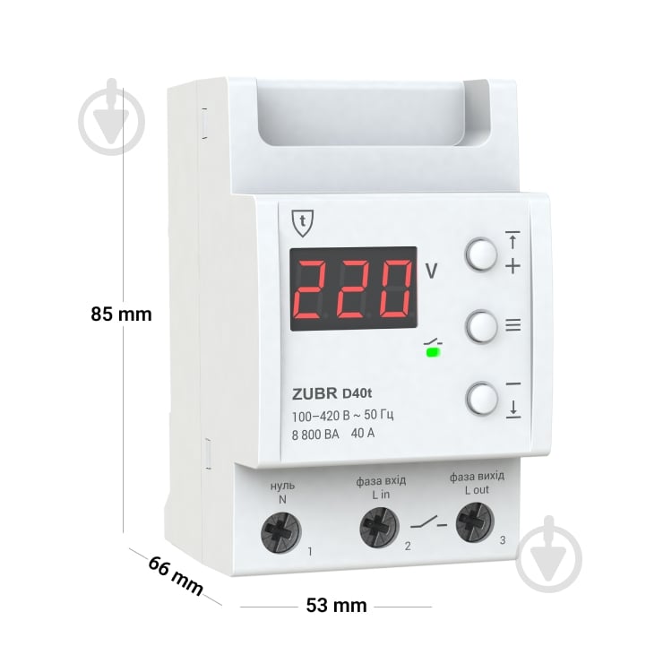 Реле напруги ZUBR D40t (40 А, 8 800 ВА) - фото 6