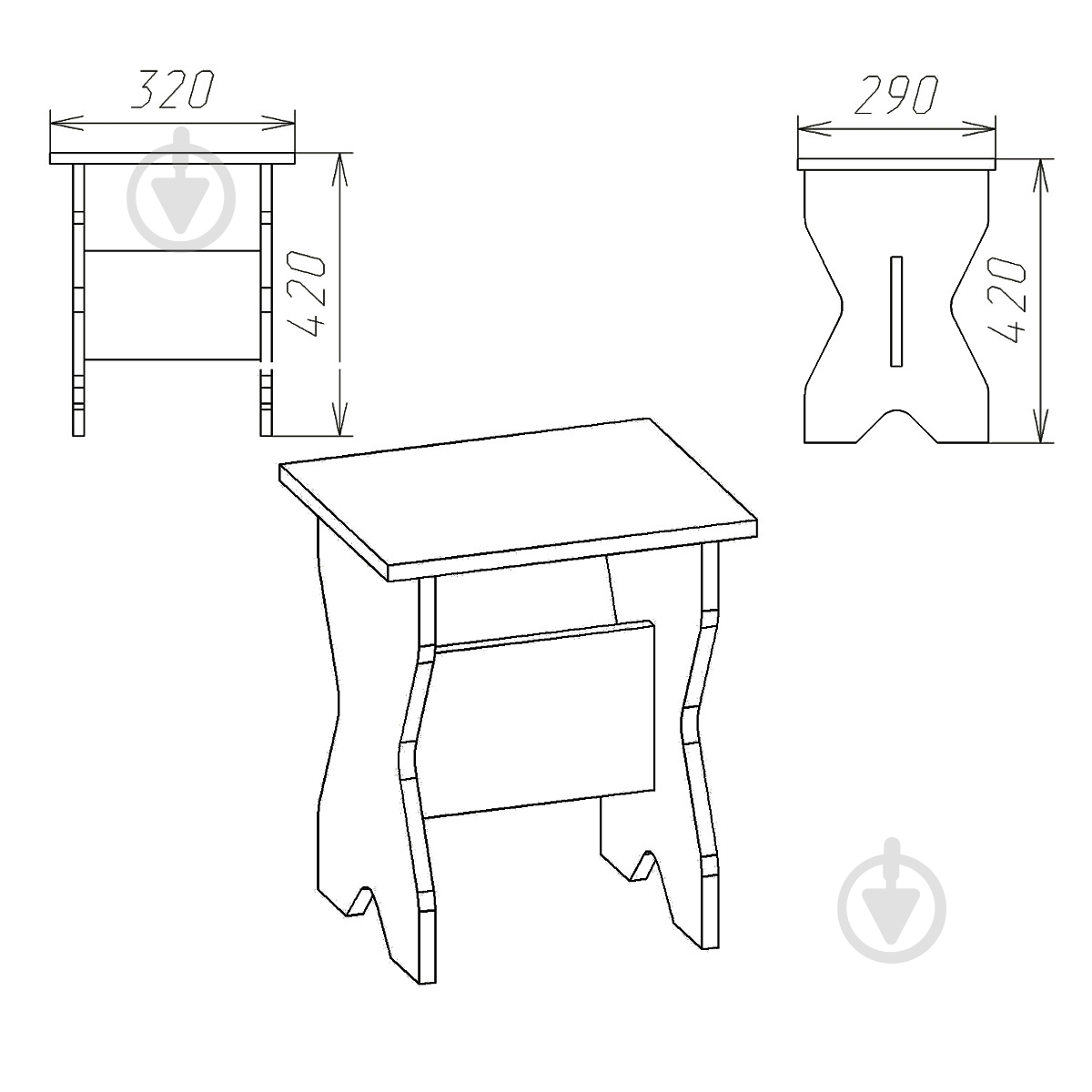 Табурет Компанит Т-1 бронза / орех - фото 2