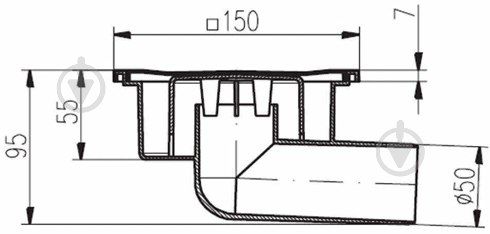 Душовий трап MCH із горизонтальним підключенням DN50 - фото 3 Душовий трап MCH із горизонтальним підключенням DN50 - фото 3