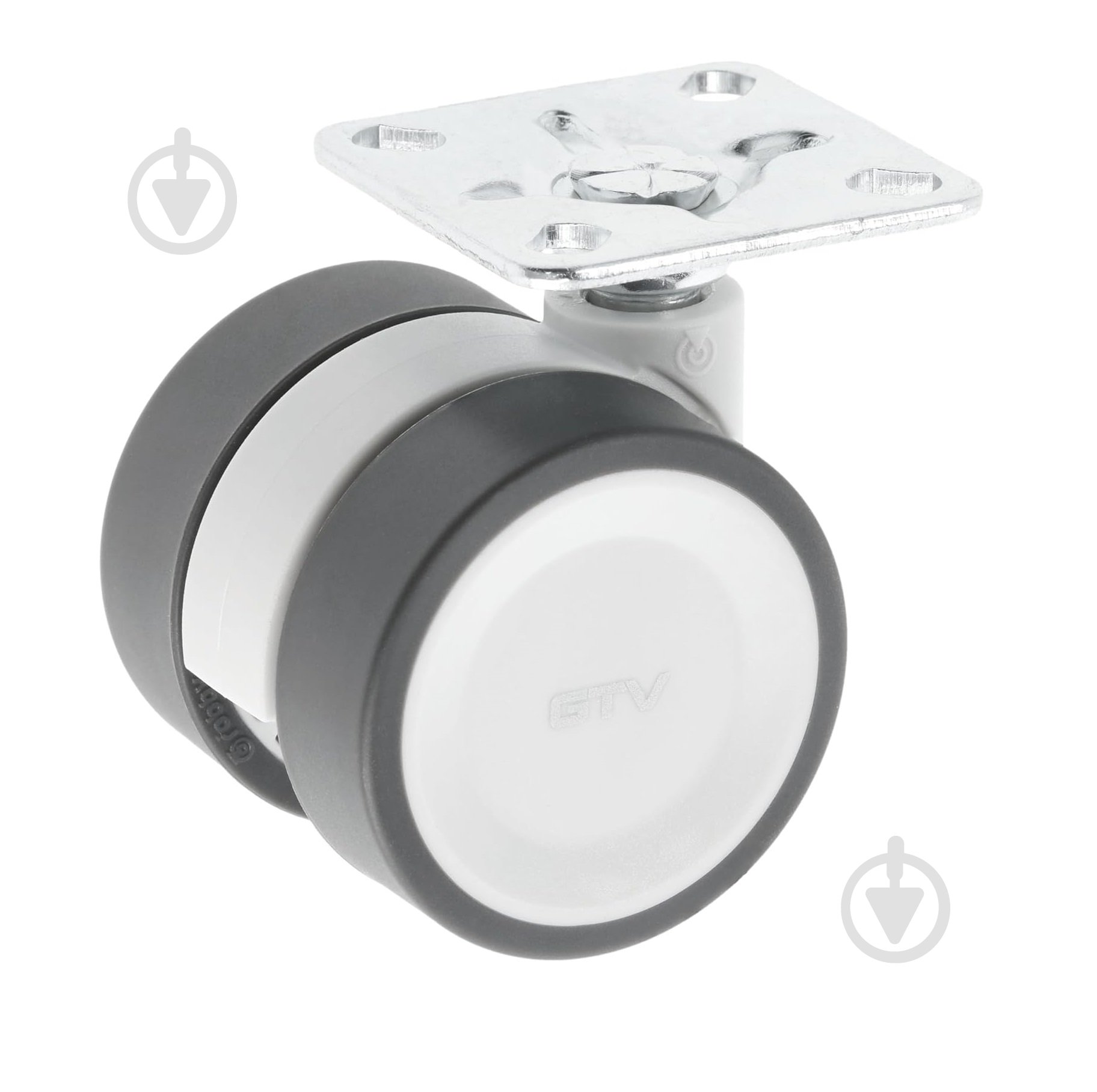 Ролик мебельный GTV CIRCO d50 мм h-61,5 мм поворотный двойной без стопора светло-серый (колесо для мебели) KM-CIRCO-50MM-BH-19 - фото 1