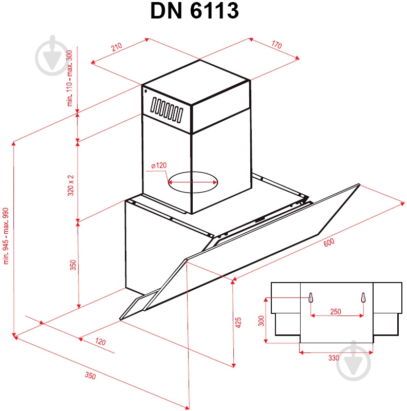 Витяжка Perfelli DN 6113 BL LED - фото 7