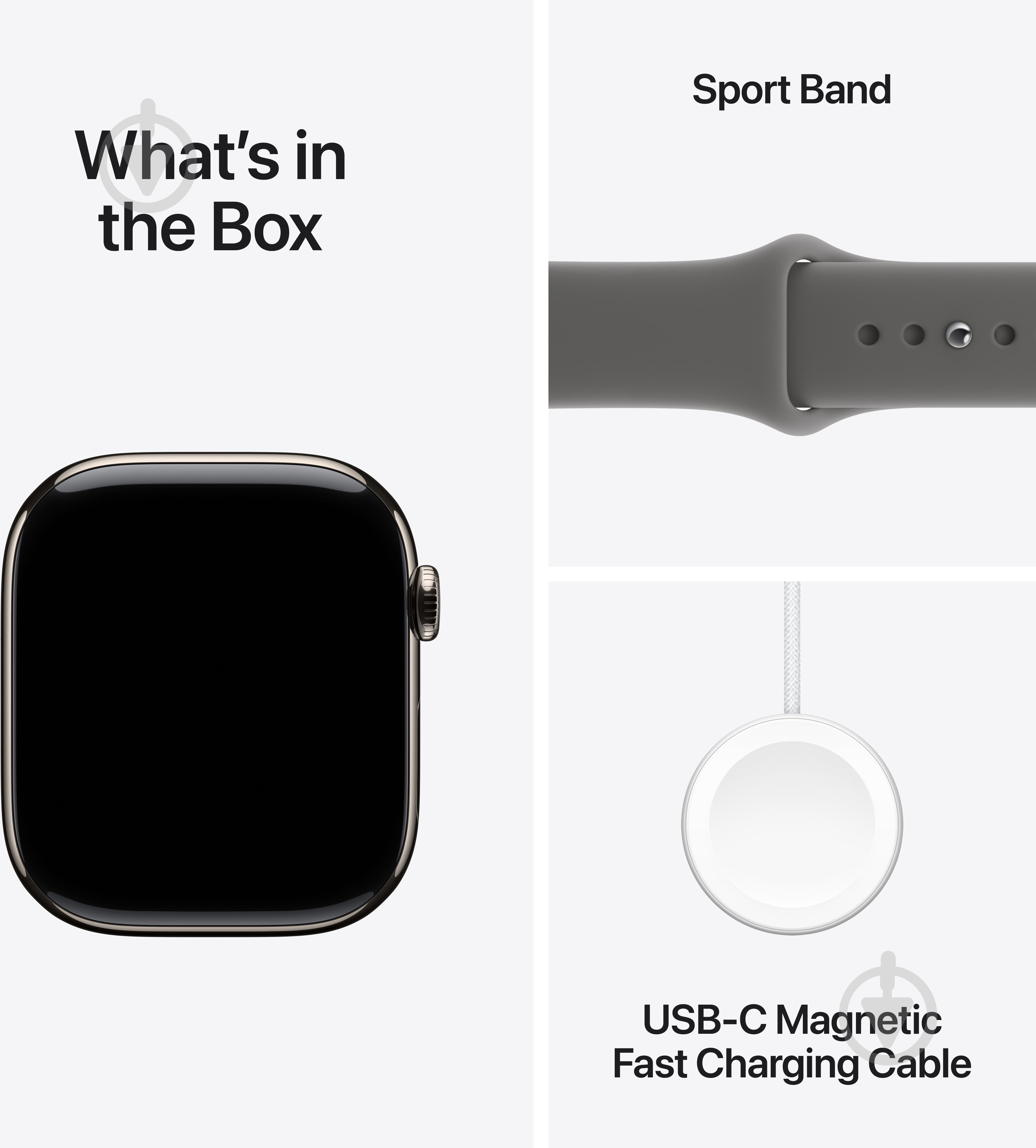 Смарт-годинник Apple Watch Series 11 GPS + Cellular 46mm Natural Titanium Case with Stone Grey Sport Band - S/M (MFCW4RK/A) - фото 8