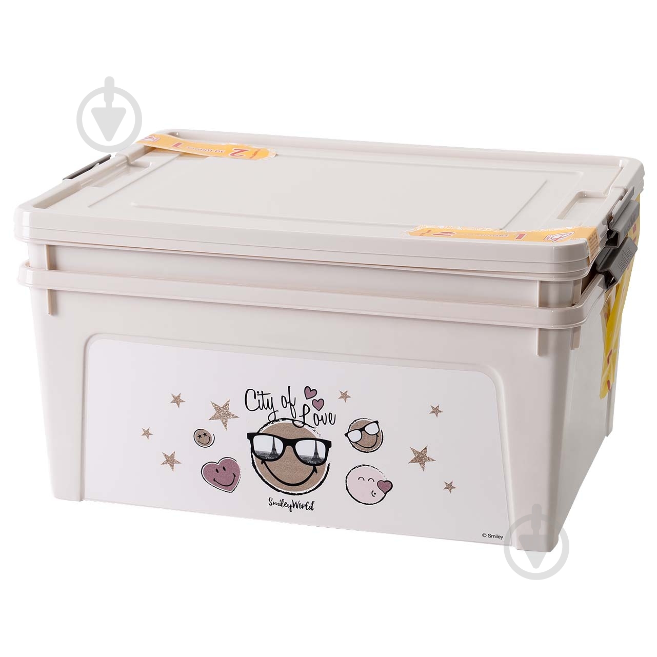 Набор контейнеров Алеана 171032 кремовый Smart Box с декором 7,9 л(2 шт.) Paris chic 320x240x175 мм - фото 1