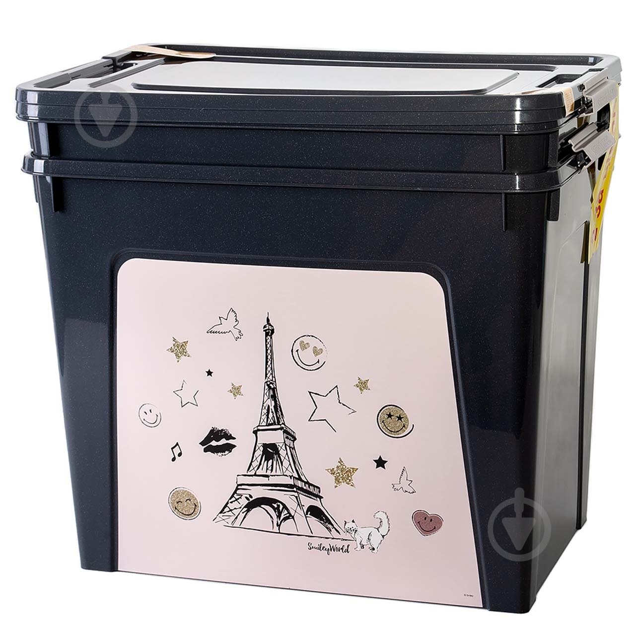 Набор контейнеров Алеана 171035 гранит Smart Box с декором 40 л(2 шт.) Paris chic 490x320x465 мм - фото 1