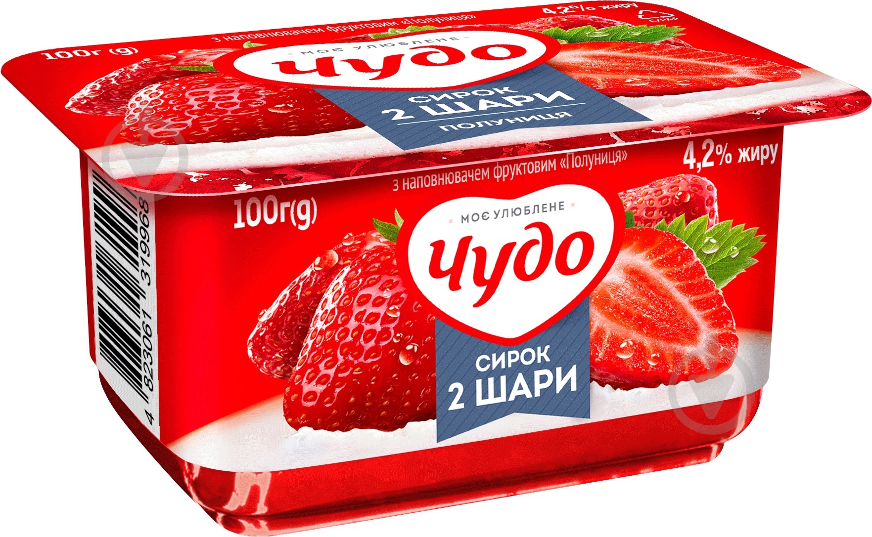 Сырок ТМ Чудо 4.2% клубника ст 100 г - фото 1