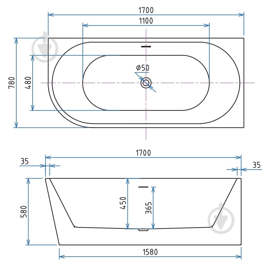 Ванна акрилова Ravak APART 170х78 см Corner R - фото 3
