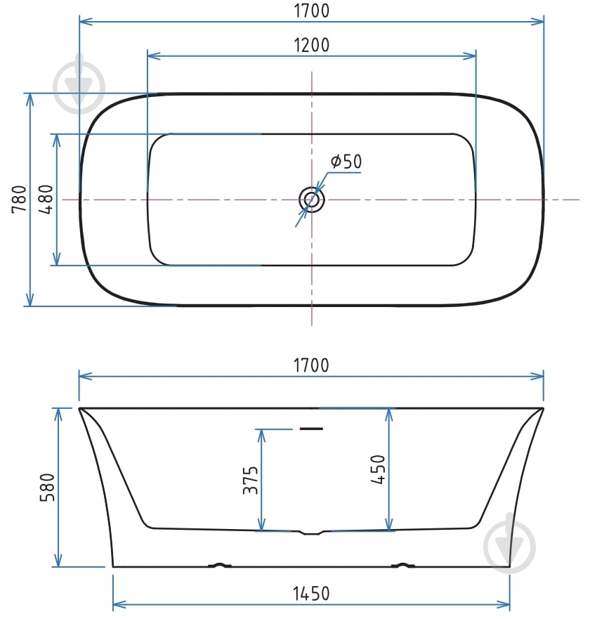 Ванна акрилова Ravak APART 170х78 см Freedom Y - фото 3 Ванна акрилова Ravak APART 170х78 см Freedom Y - фото 3