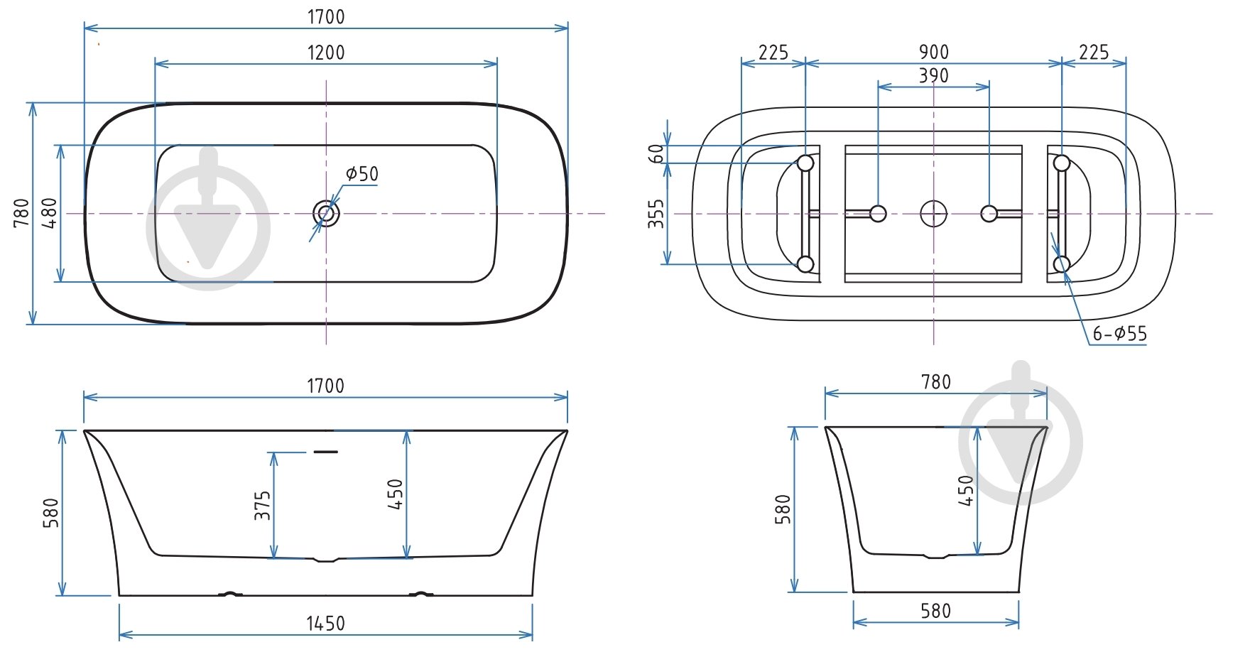 Ванна акрилова Ravak APART 170х78 см Freedom D - фото 2 Ванна акрилова Ravak APART 170х78 см Freedom D - фото 2