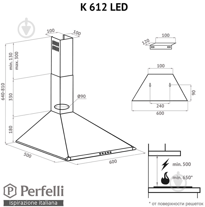 Витяжка Perfelli K 612 BR LED - фото 9