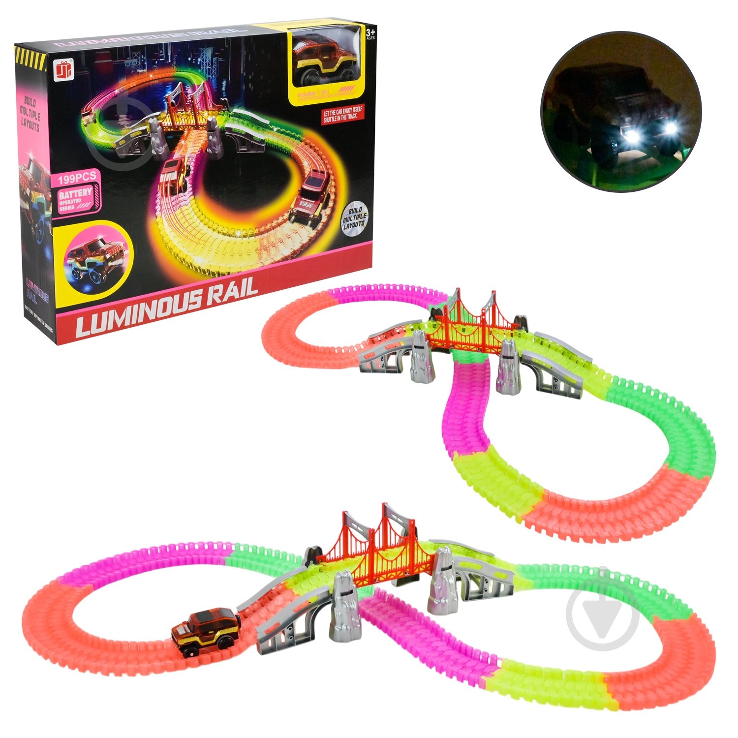 Гоночный трек с машинкой (светится в темноте) 888-133 - фото 1