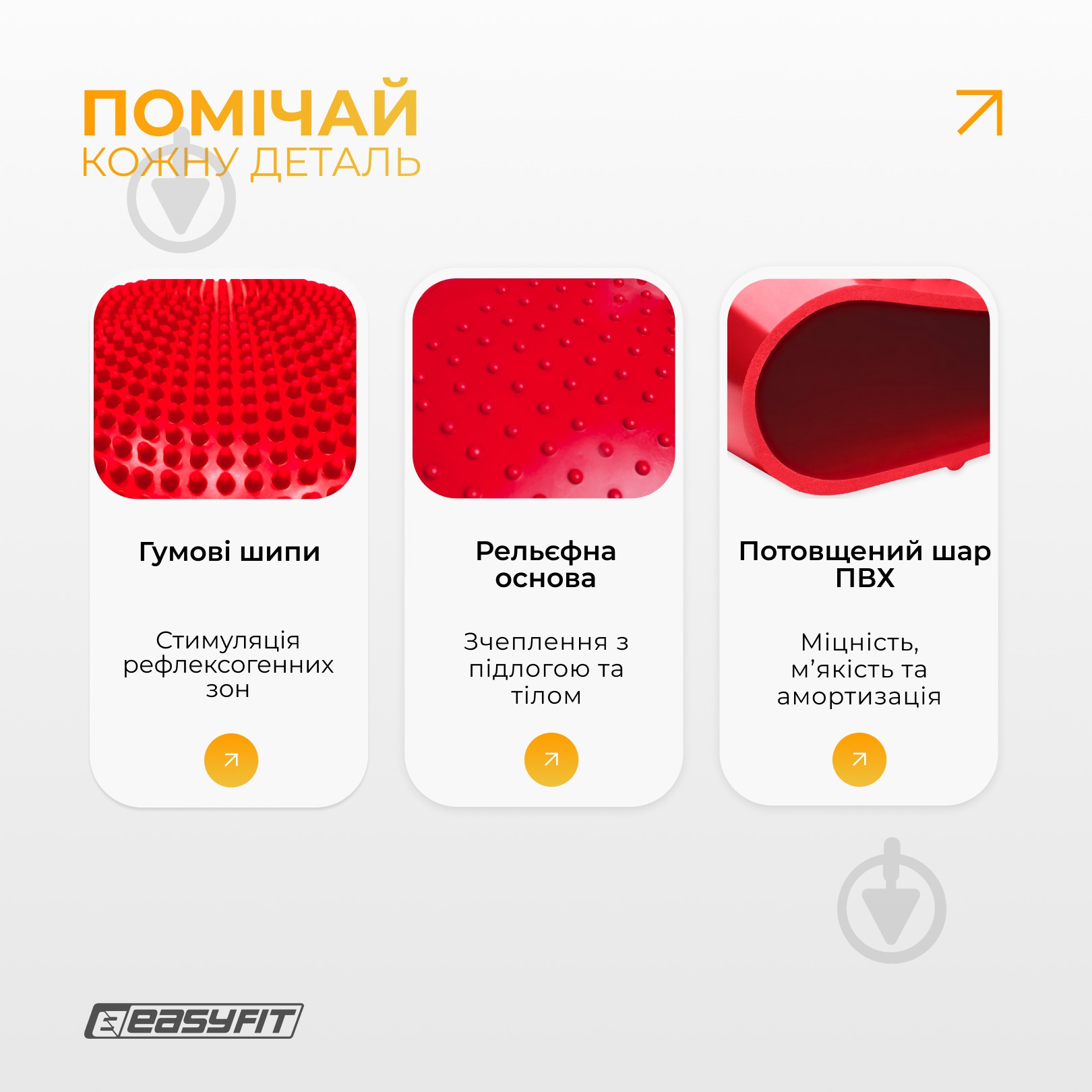 Подушка EasyFit балансировочная массажная 33 см красная EF-1840 - фото 5