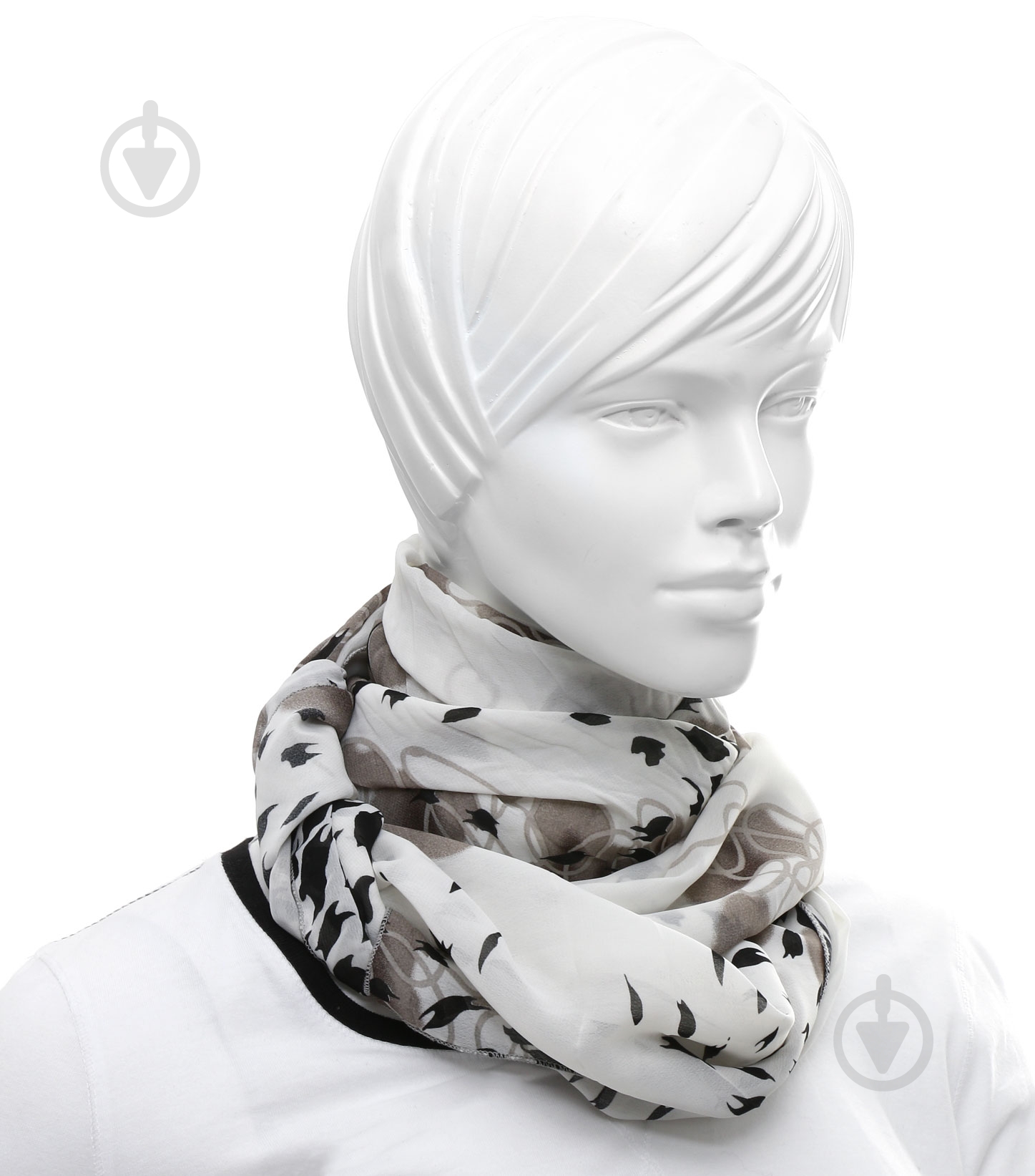 Шарфик SH005 черно-белый - фото 2 Шарфик SH005 черно-белый - фото 2