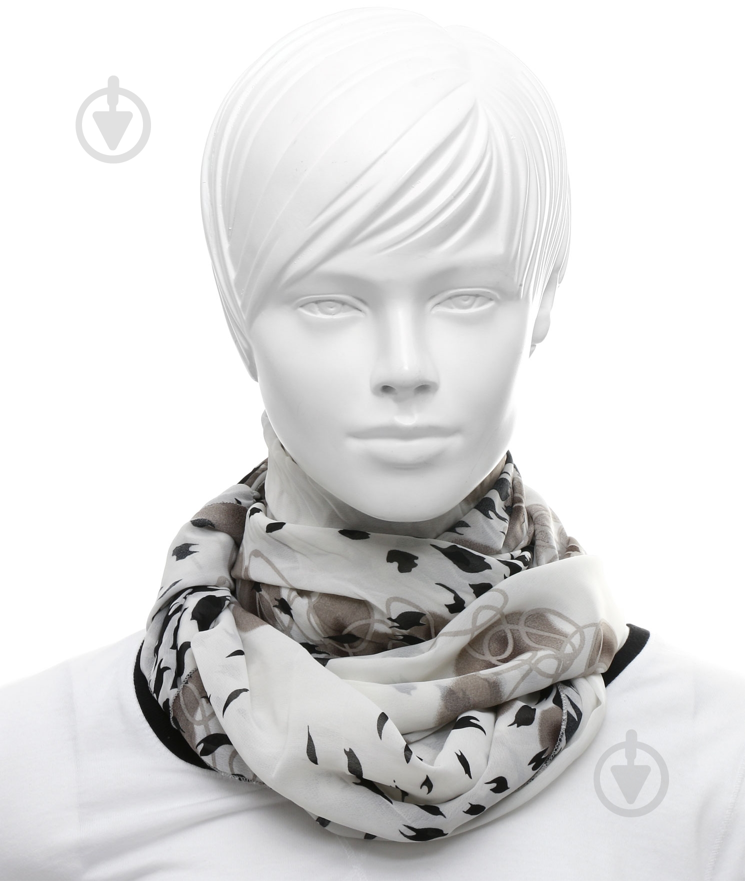 Шарфик SH005 черно-белый - фото 1 Шарфик SH005 черно-белый - фото 1