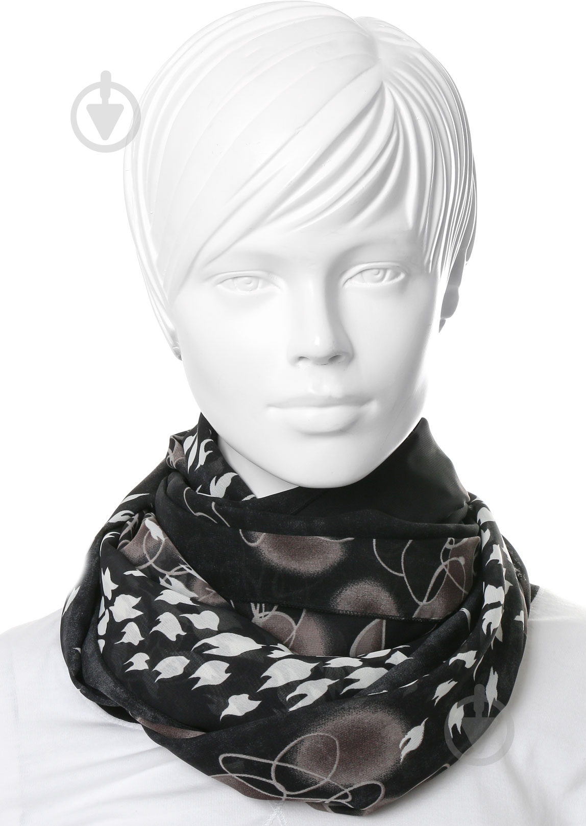 Шарфик SH006 черно-коричневый - фото 1