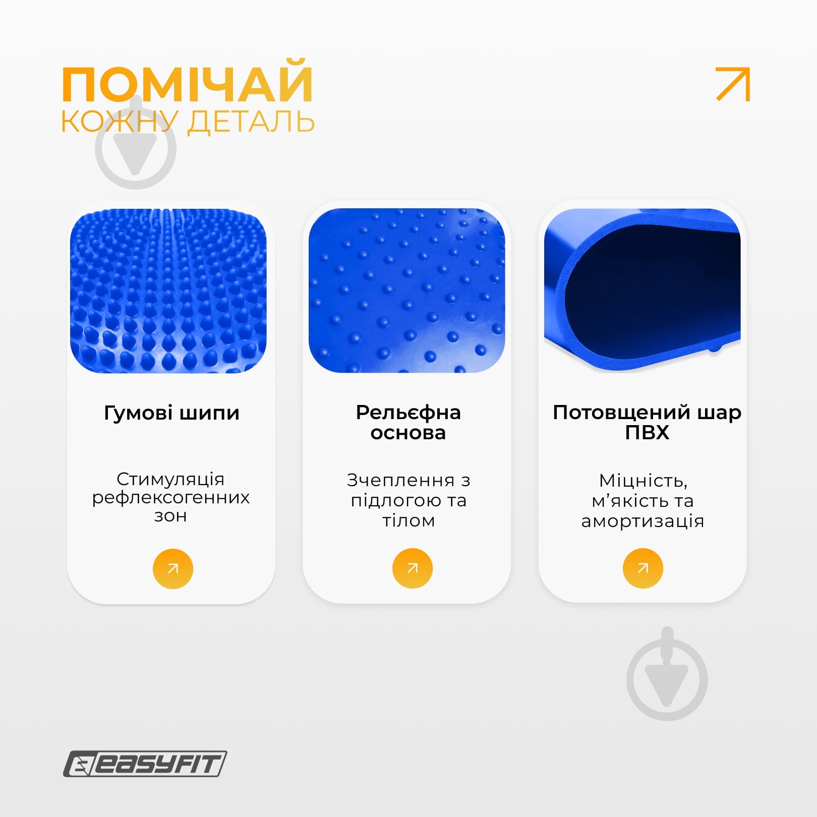 Подушка EasyFit балансировочная массажная 33 см синяя EF-1840 - фото 5