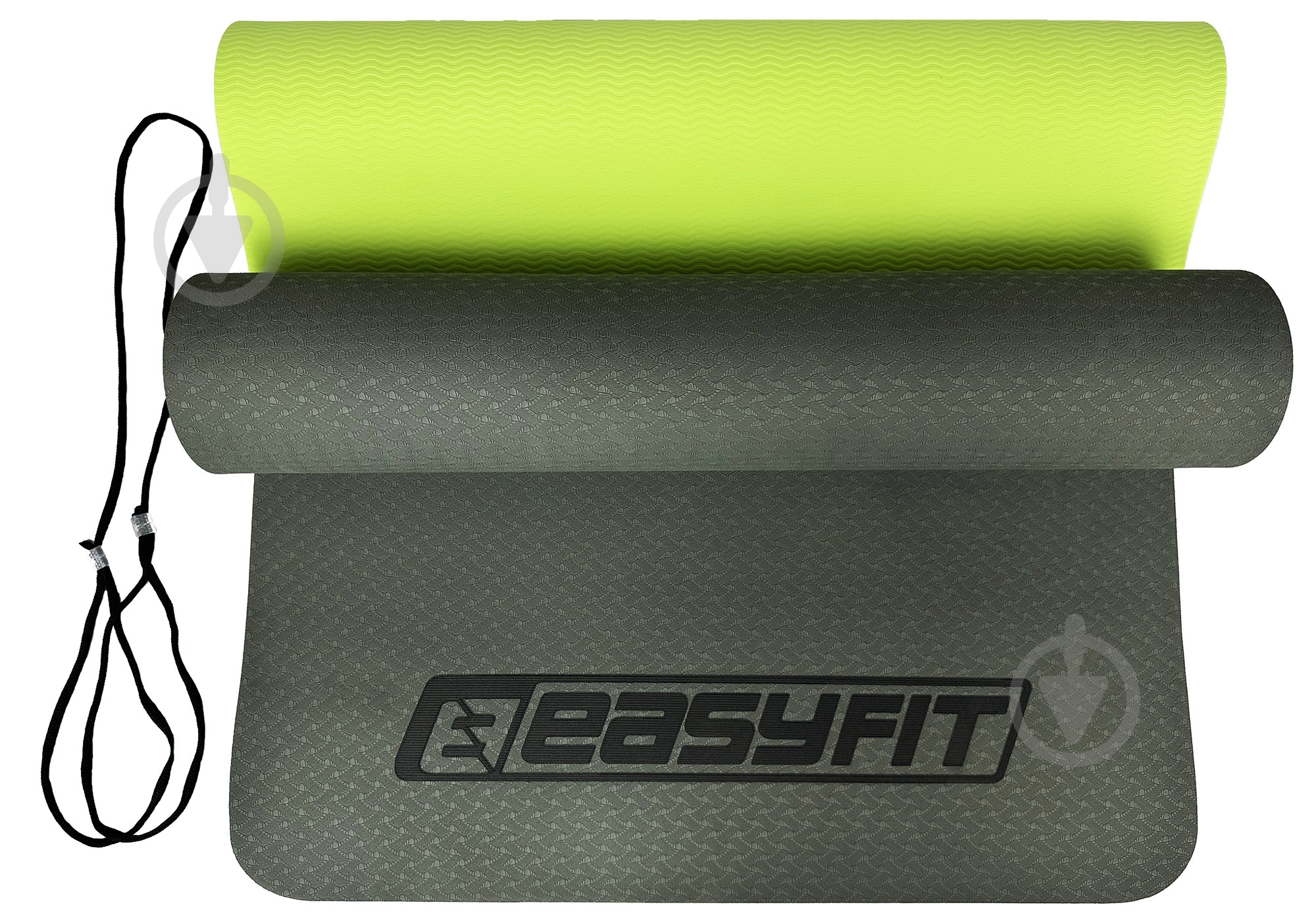 Коврик для йоги EasyFit TPE+TC двухслойный 6 мм Темно-зеленый/Салатовый темно-зеленыйсалатовый - фото 11