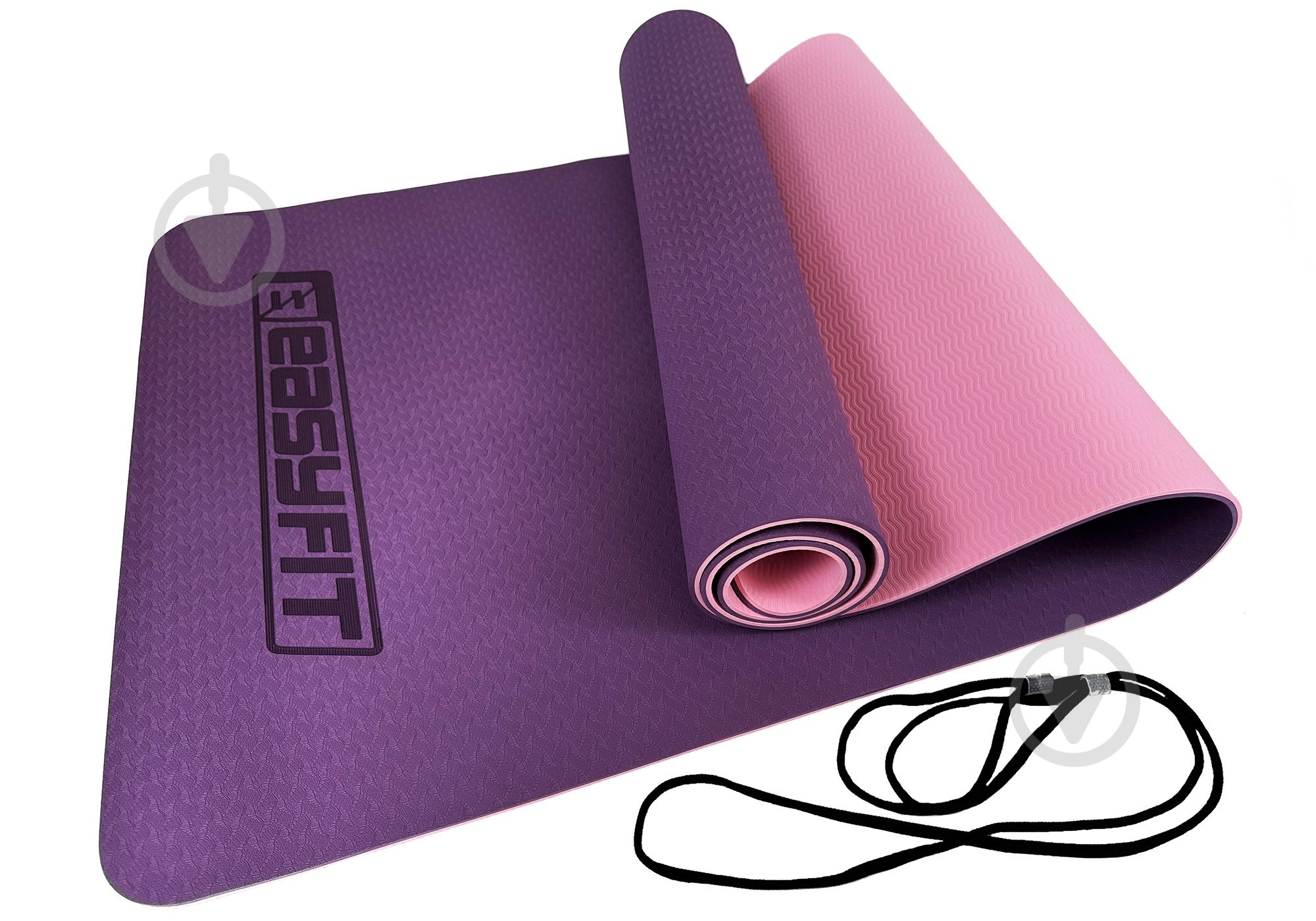 Коврик для йоги EasyFit TPE+TC двухслойный 6 мм Фиолетовый/Розовый фиолетовыйрозовый - фото 9
