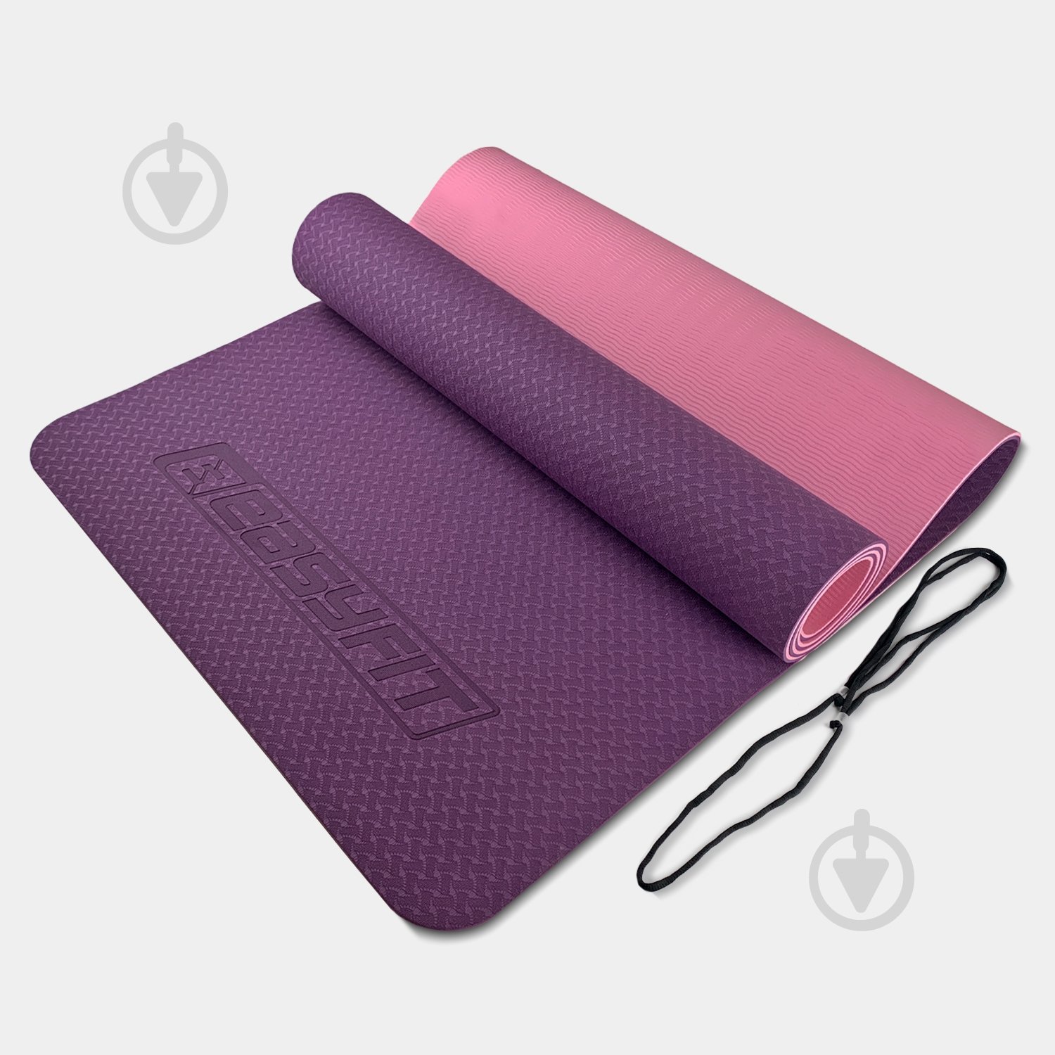 Коврик для йоги EasyFit TPE+TC двухслойный 6 мм Фиолетовый/Розовый фиолетовыйрозовый - фото 1