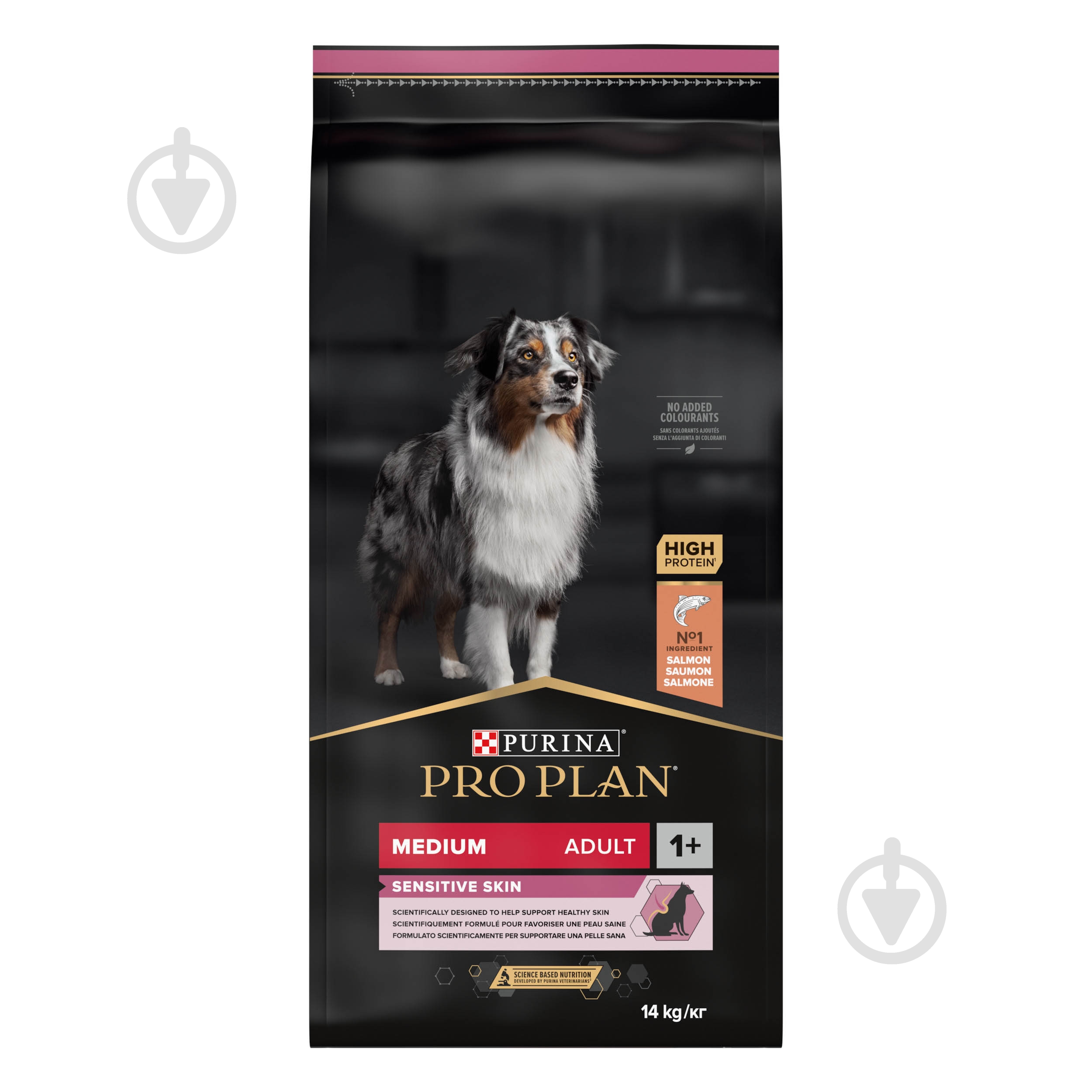 Корм сухой ProPlan by Purina Medium Adult 1+ Sensitive Skin для взрослых собак с чувствительной кожей с лососем 14 кг - фото 1