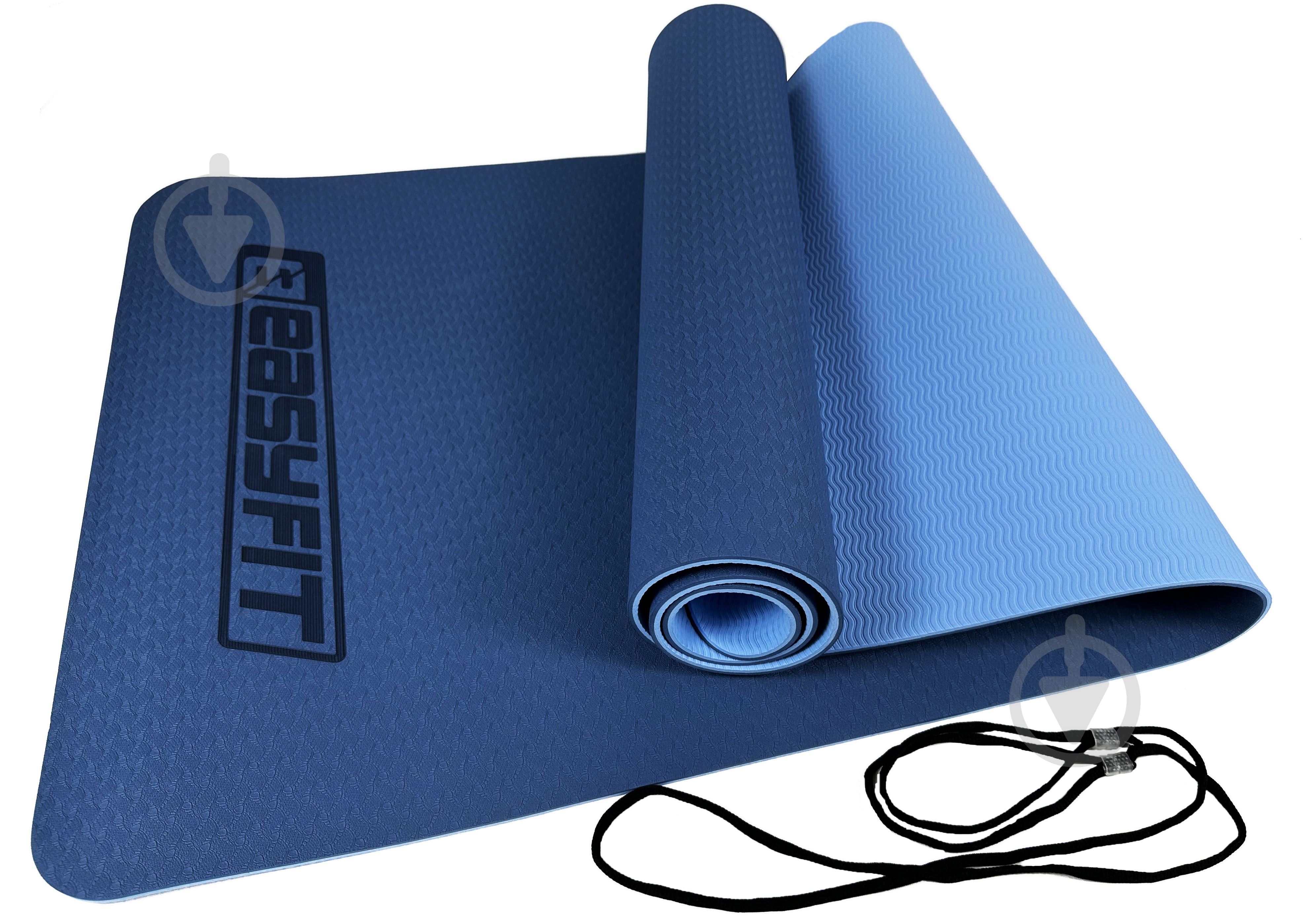 Коврик для йоги EasyFit TPE+TC двухслойный 6 мм Синий/Голубой синийголубой - фото 9