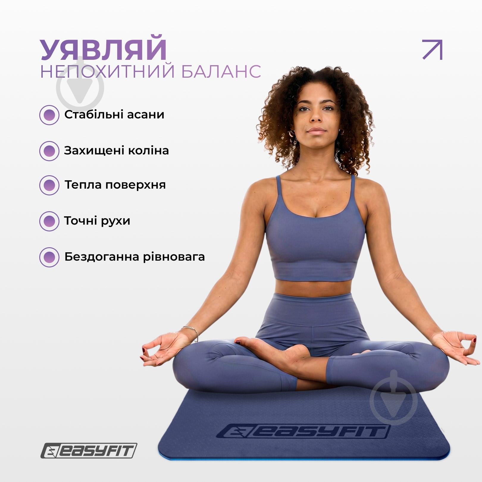 Коврик для йоги EasyFit TPE+TC двухслойный 6 мм Синий/Голубой синийголубой - фото 2