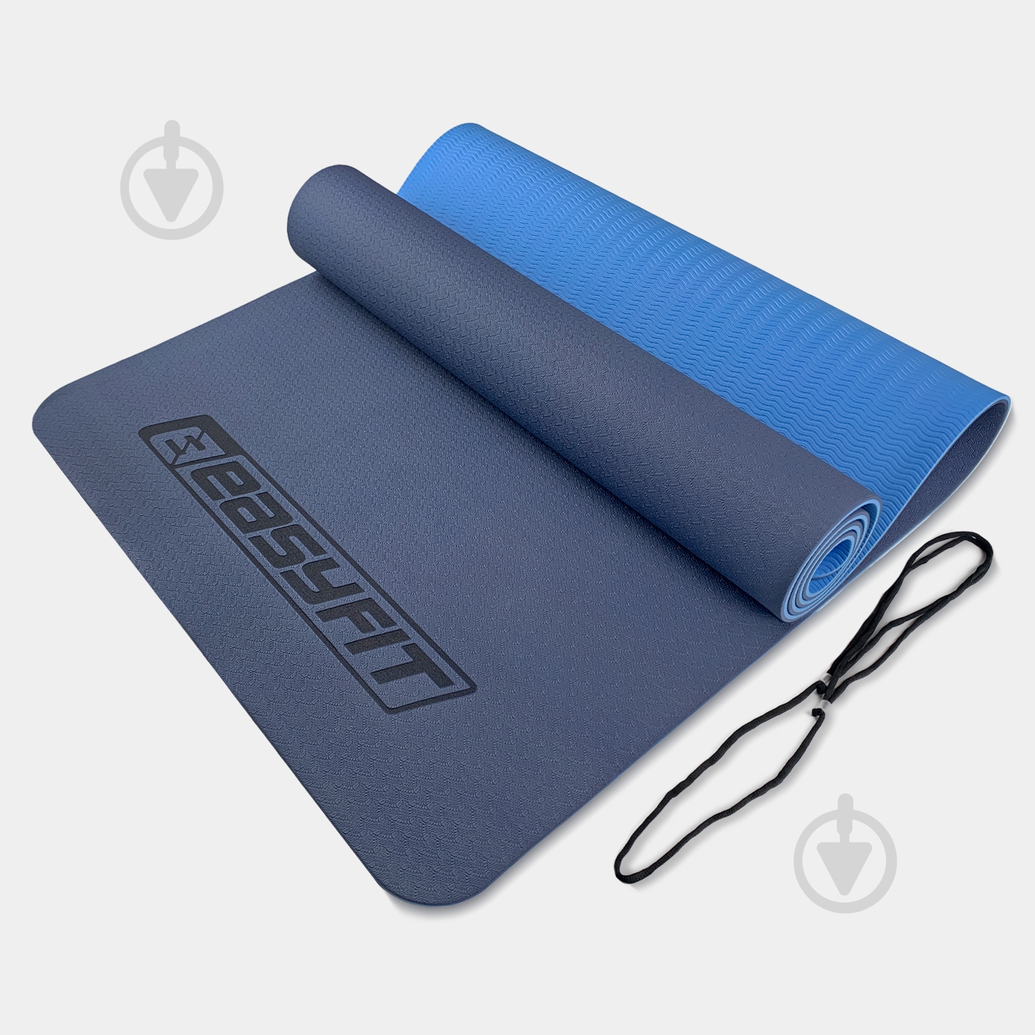 Коврик для йоги EasyFit TPE+TC двухслойный 6 мм Синий/Голубой синийголубой - фото 1