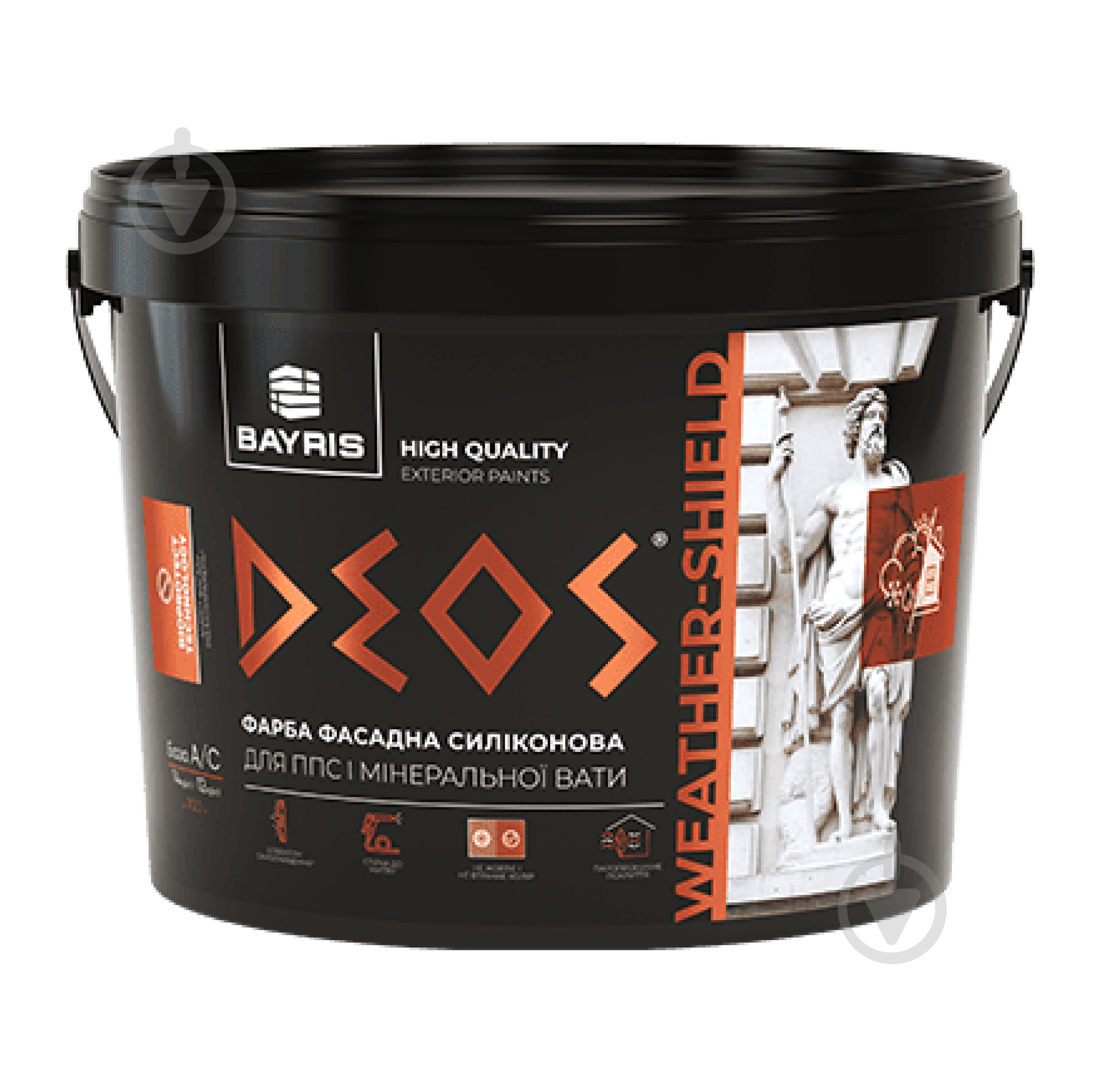 Фарба фасадна силіконова Bayris Deos Weather-Shield мат 14 кг - фото 1 Фарба фасадна силіконова Bayris Deos Weather-Shield мат 14 кг - фото 1
