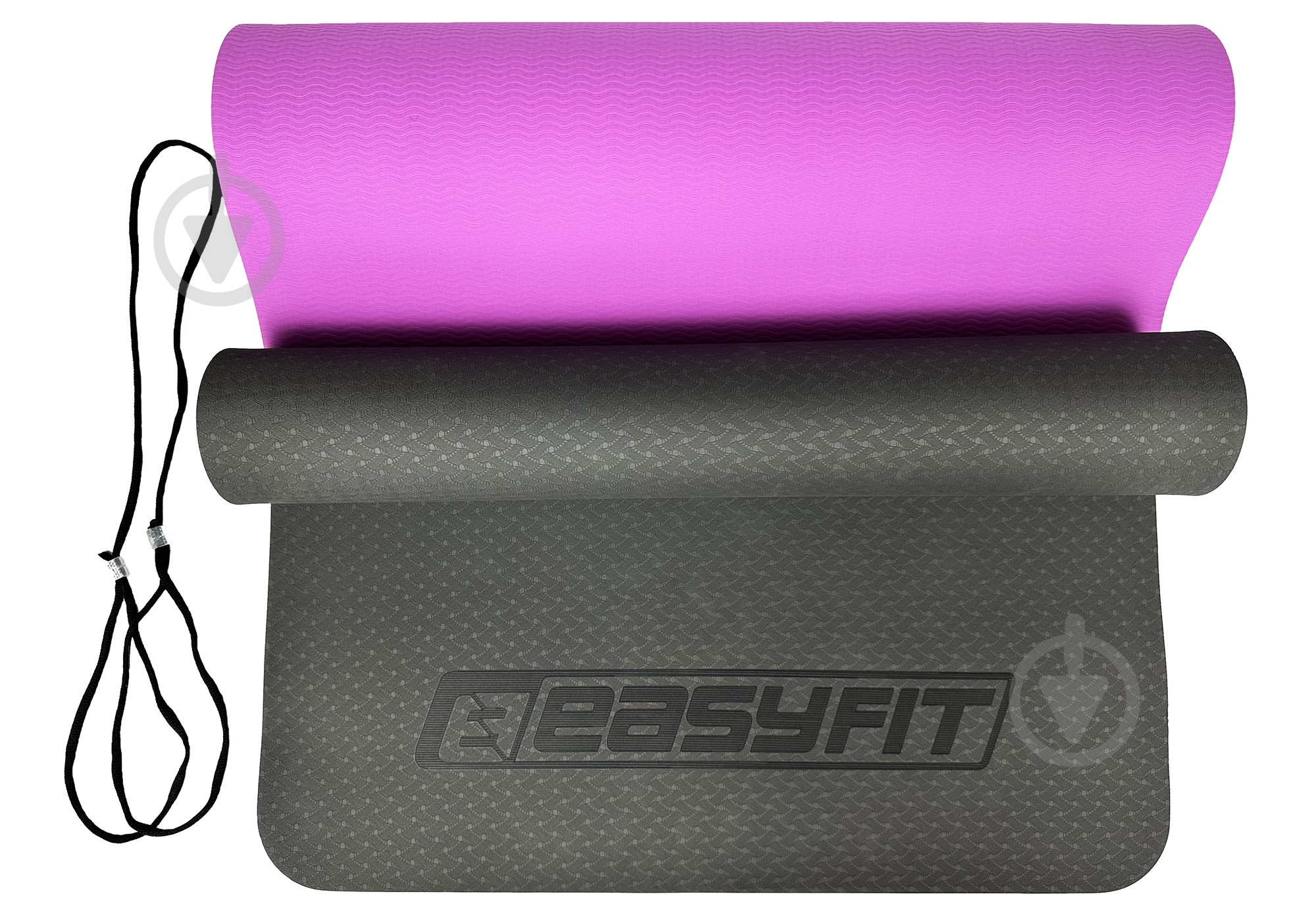 Коврик для йоги EasyFit TPE+TC двухслойный 6 мм Черный/Фиолетовый фиолетовый с черным - фото 10