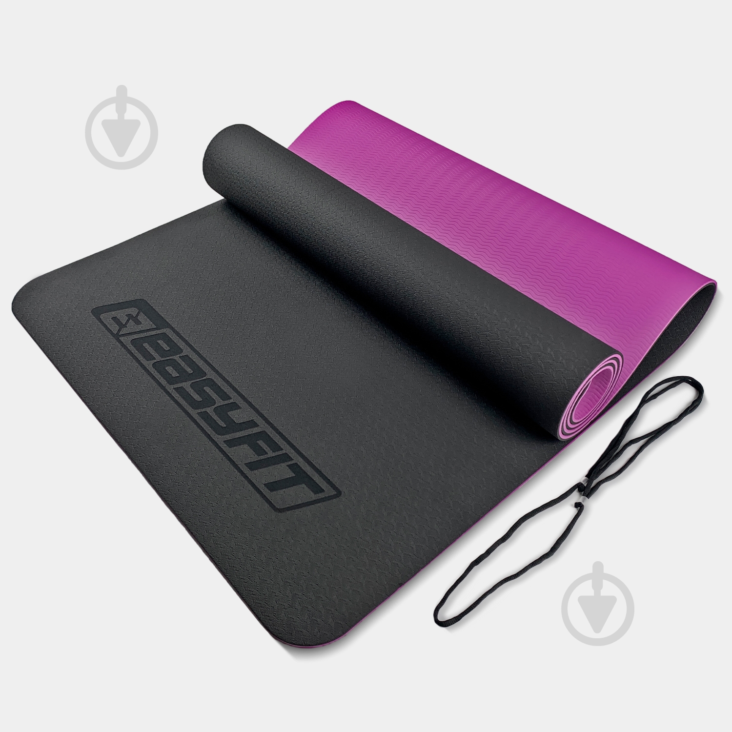 Коврик для йоги EasyFit TPE+TC двухслойный 6 мм Черный/Фиолетовый фиолетовый с черным - фото 1