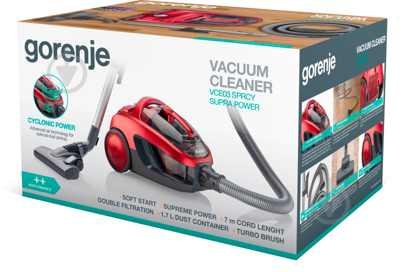 Пилосос Gorenje VCE 03 SPRCY red - фото 6 Пилосос Gorenje VCE 03 SPRCY red - фото 6