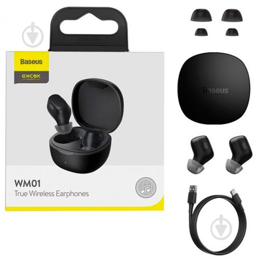 Bluetooth-гарнитура BASEUS Encok TWS WM01 black (NGWM01-01) - фото 5
