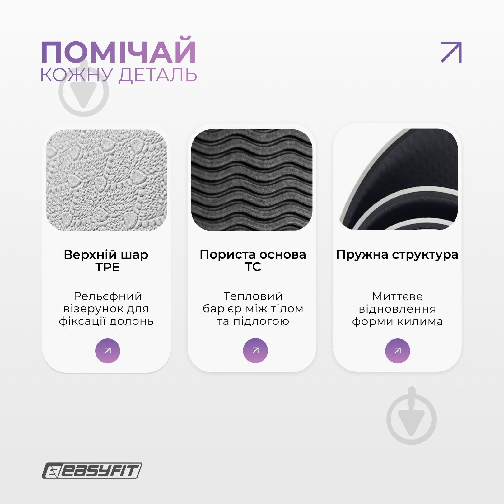 Коврик для йоги EasyFit TPE+TC двухслойный 6 мм Серый/Черный серо-черный - фото 4