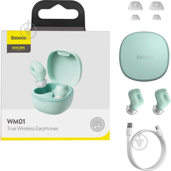 Bluetooth-гарнитура BASEUS Encok TWS WM01 green (NGWM01-06) - фото 5