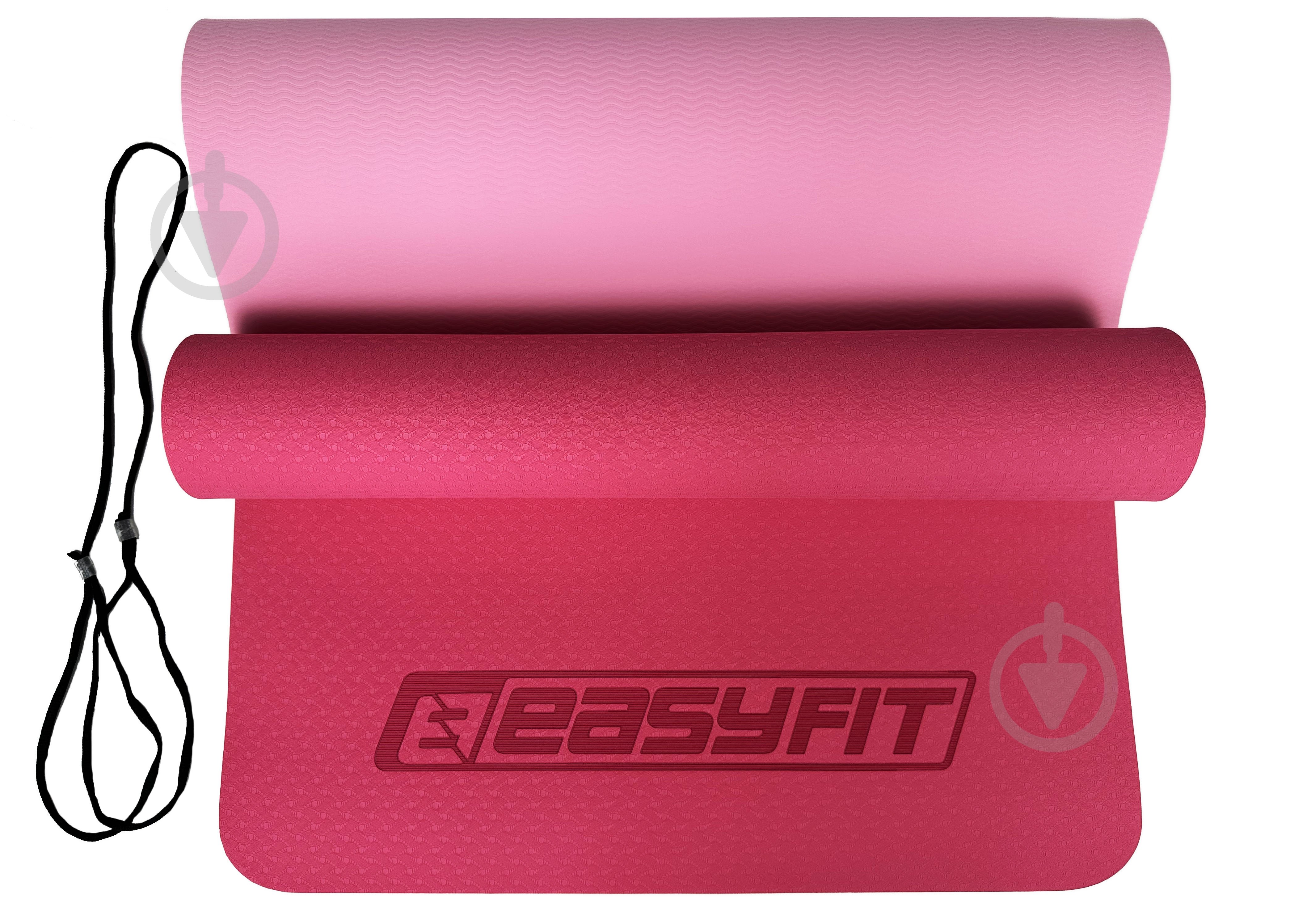 Коврик для йоги EasyFit TPE+TC двухслойный 6 мм Розовый/Светло-розовый розовыйсветло-розовый - фото 10