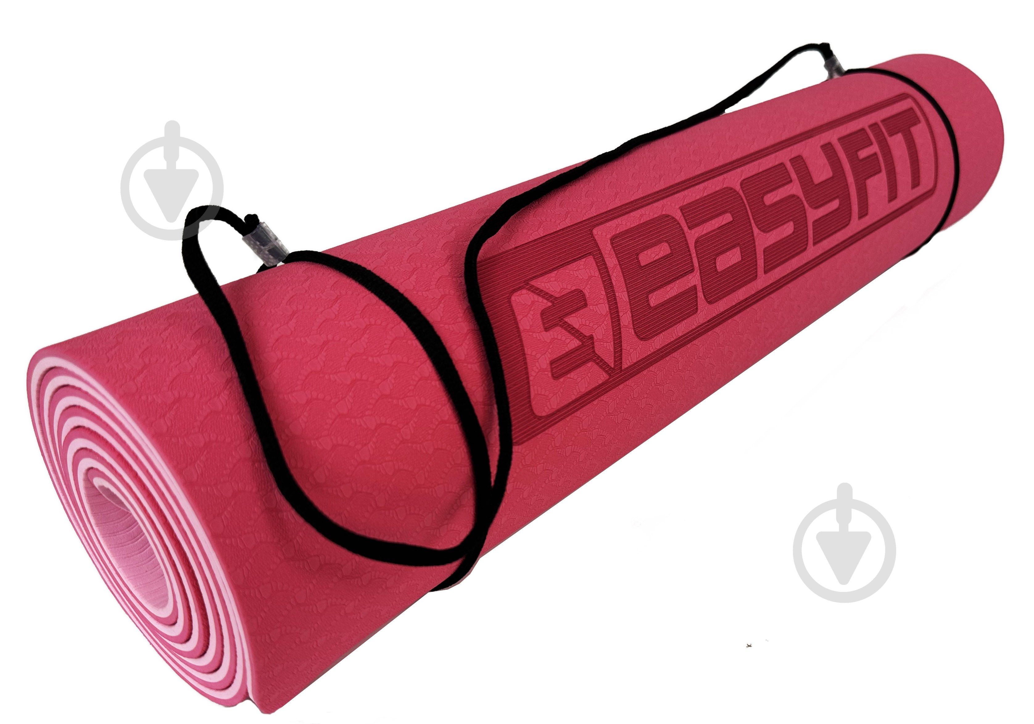 Коврик для йоги EasyFit TPE+TC двухслойный 6 мм Розовый/Светло-розовый розовыйсветло-розовый - фото 11