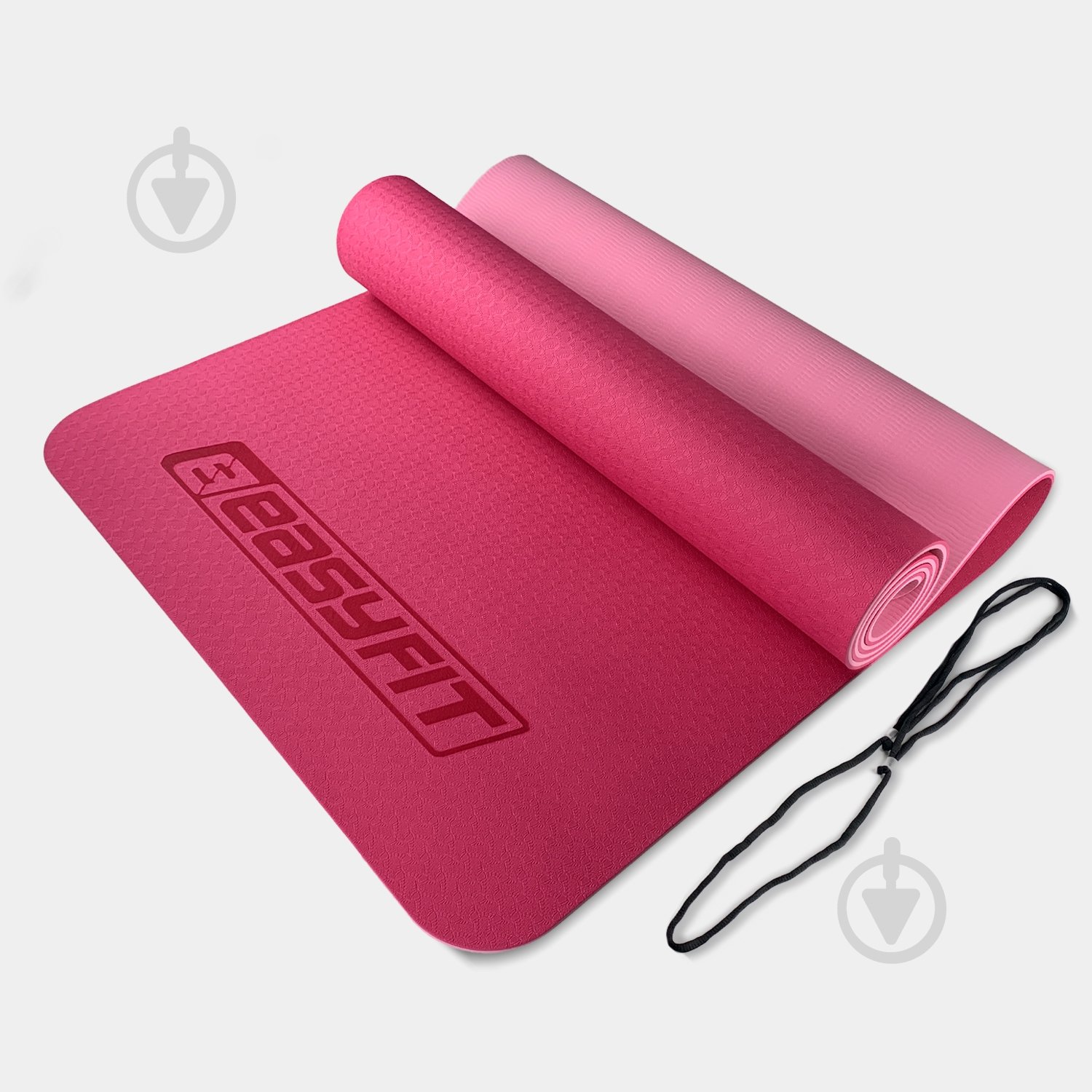 Коврик для йоги EasyFit TPE+TC двухслойный 6 мм Розовый/Светло-розовый розовыйсветло-розовый - фото 1
