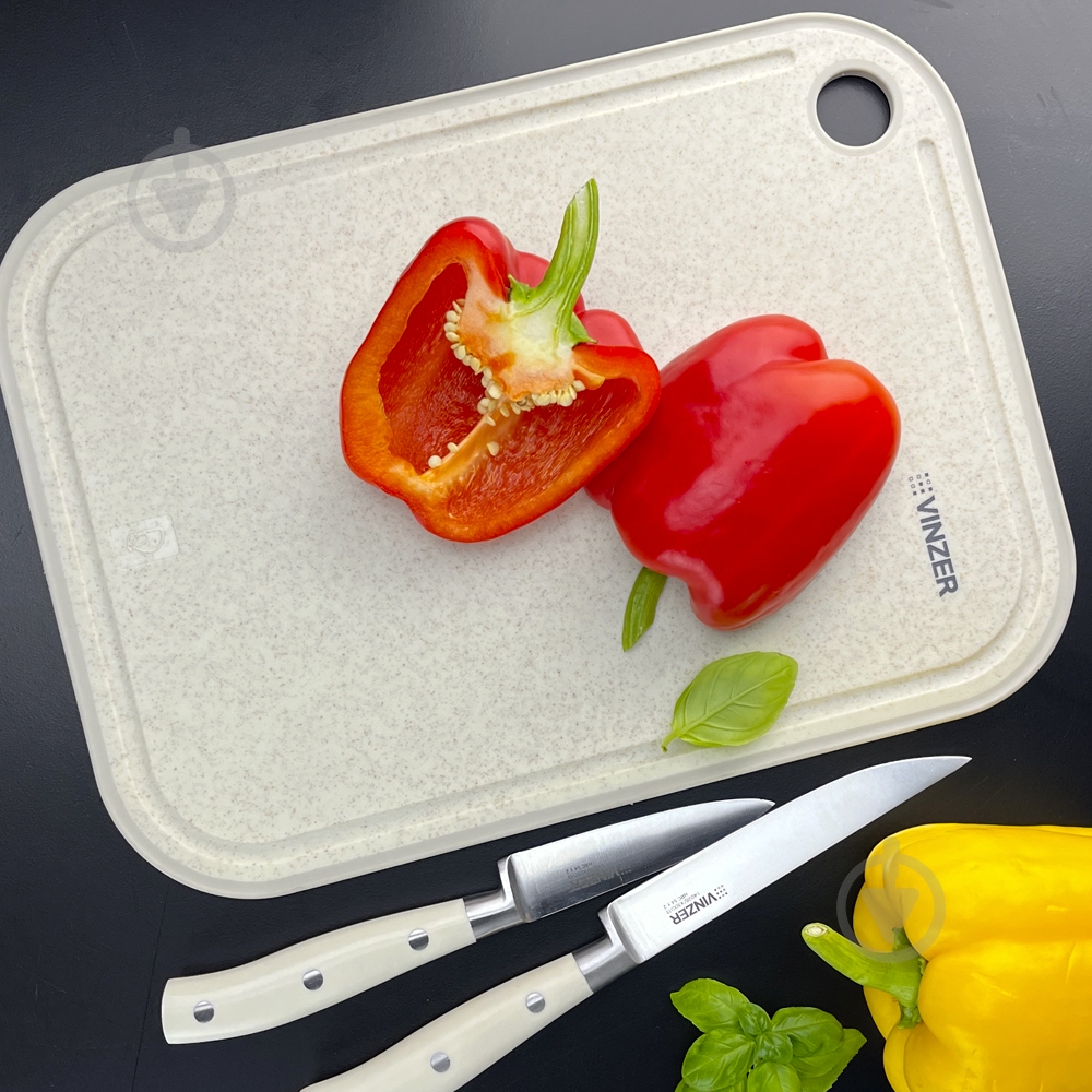 Доска разделочная Vinzer 32x23,5 см бежевая 50549 - фото 3 Доска разделочная Vinzer 32x23,5 см бежевая 50549 - фото 3