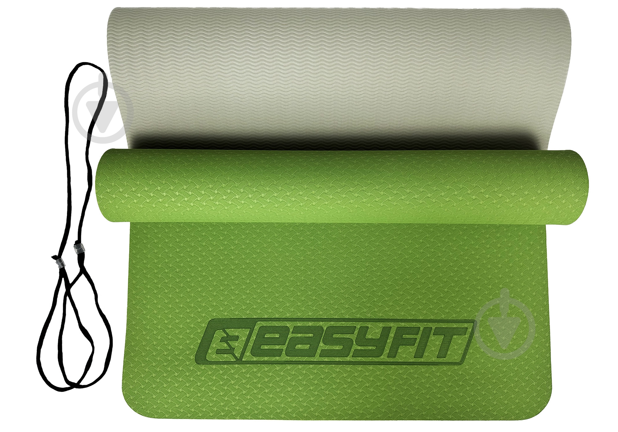 Коврик для йоги EasyFit зеленый TPE+TC двухслойный 6 мм Зеленый/Серый зелено-серый - фото 10