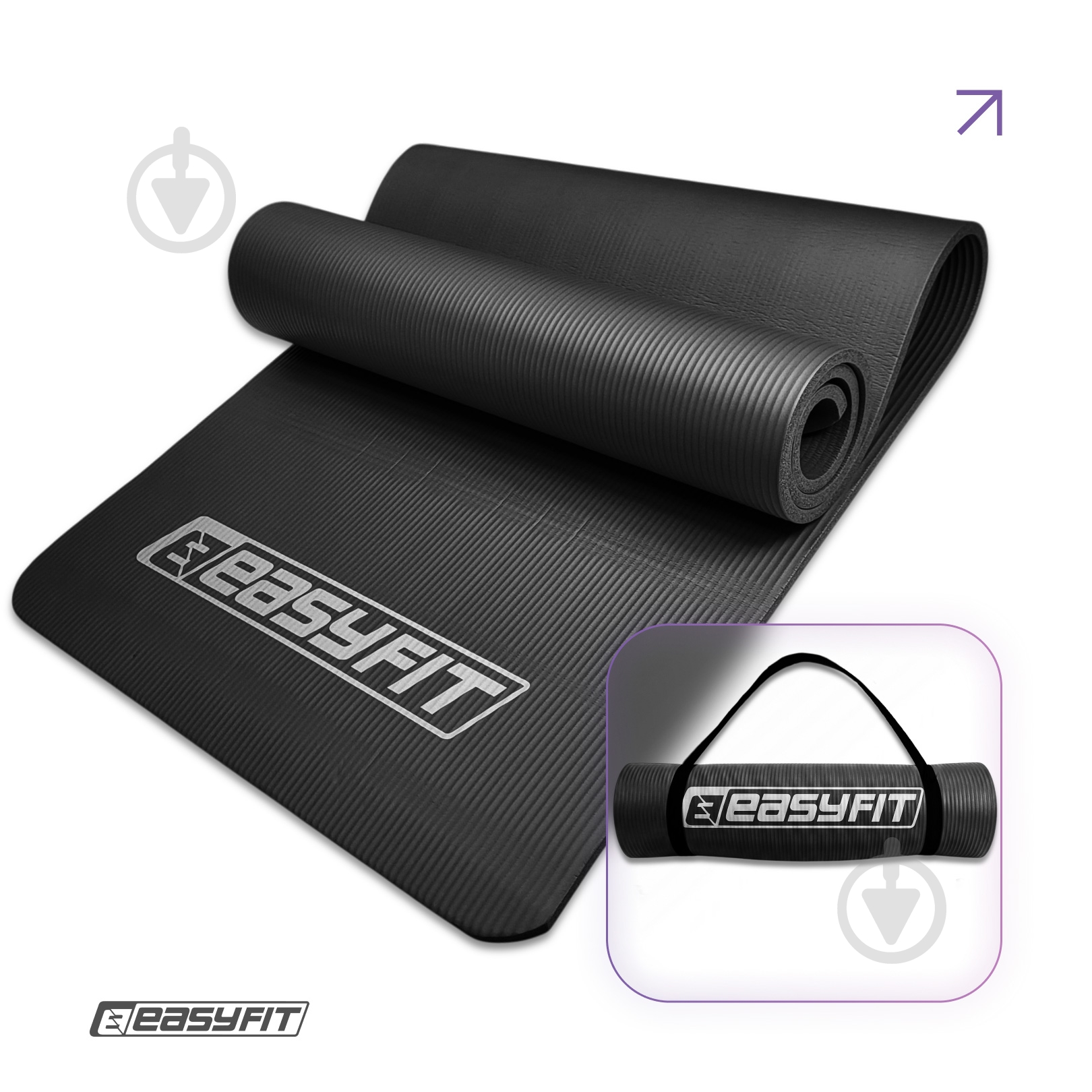 Килимок для йоги EasyFit EF-1919 чорний - фото 1 Килимок для йоги EasyFit EF-1919 чорний - фото 1