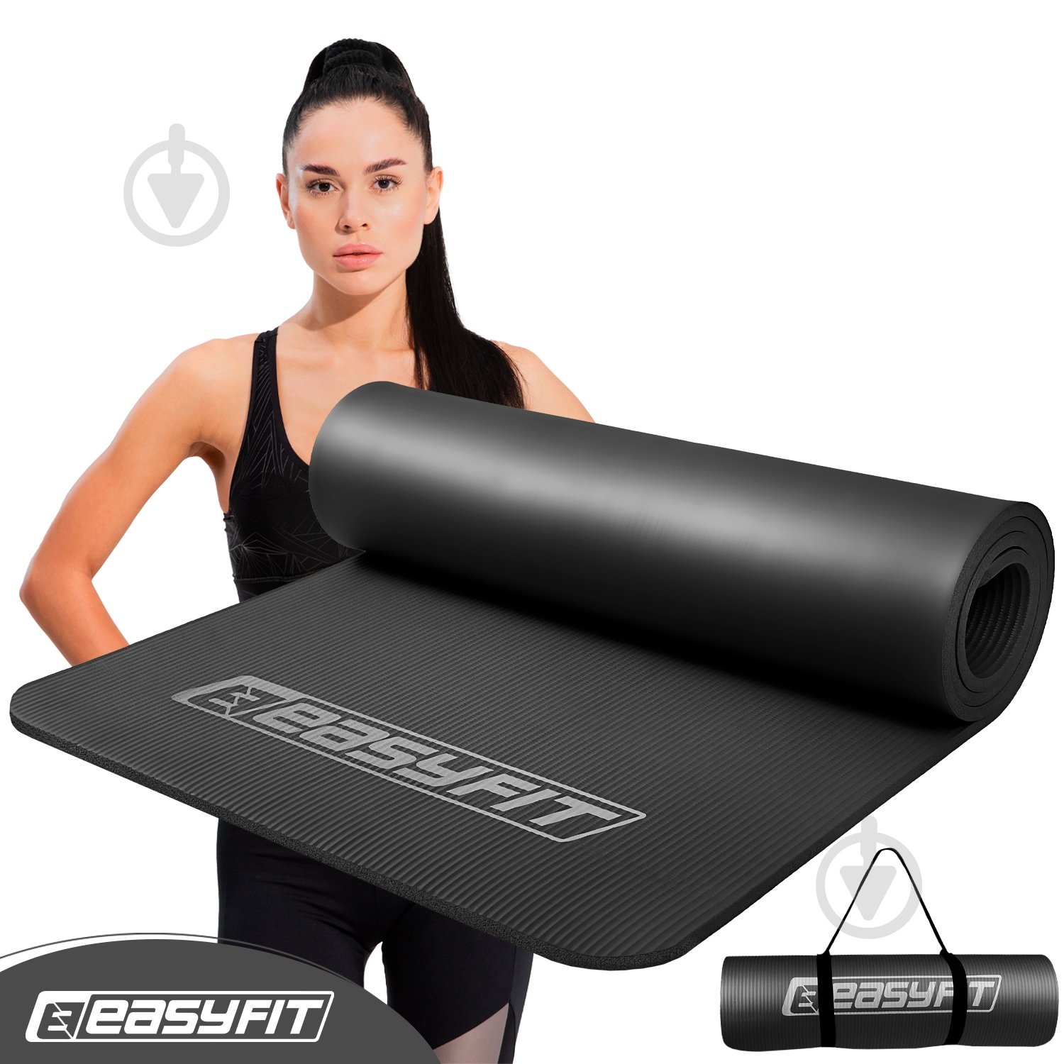 Коврик для йоги EasyFit EF-1919 черный - фото 1