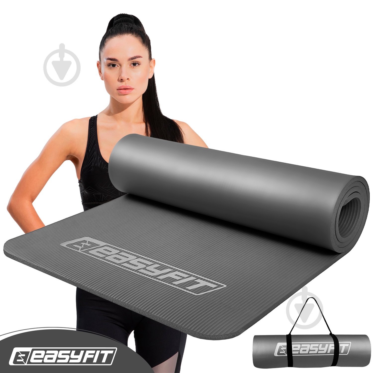 Коврик для йоги EasyFit EF-1919 серый - фото 1