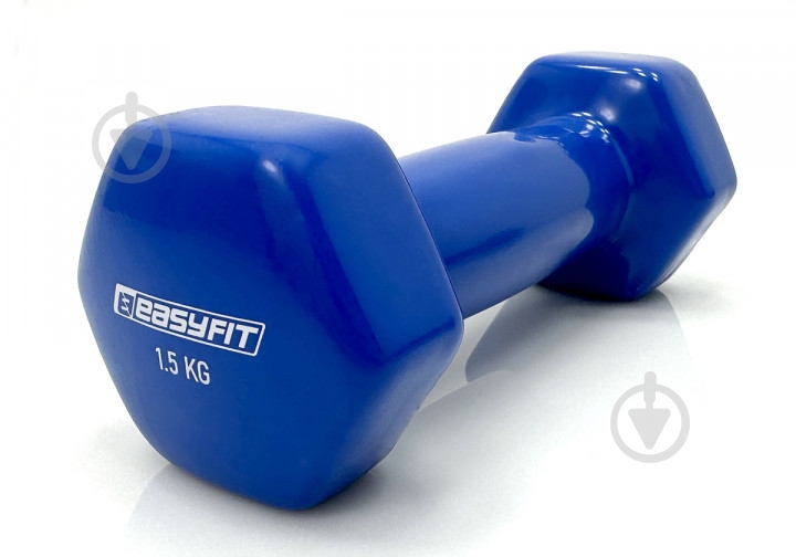 Гантель EasyFit виниловое покрытие 1,5 кг синий - фото 1