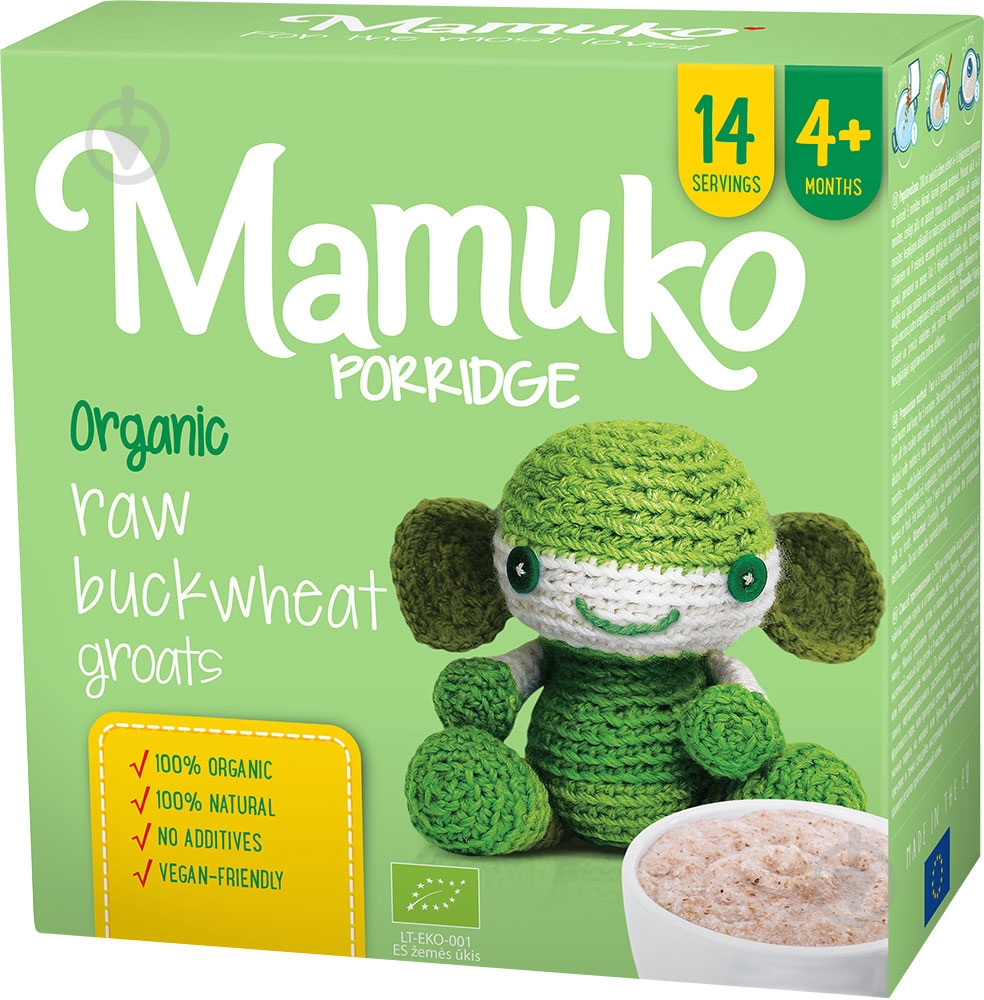 Каша гречневая MAMUKO от 4 месяцев измельченная 240 г - фото 1 Каша гречневая MAMUKO от 4 месяцев измельченная 240 г - фото 1