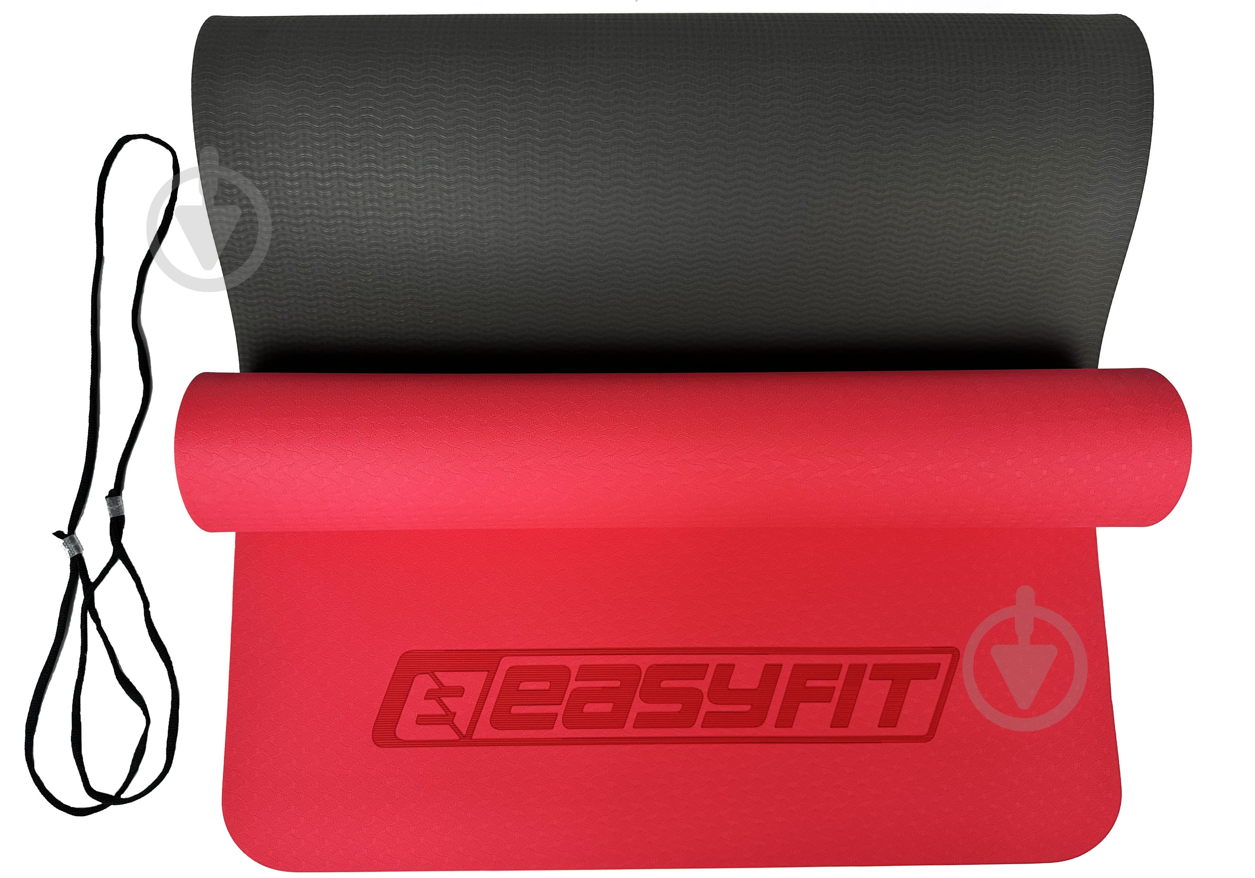 Коврик для йоги EasyFit TPE+TC двухслойный 6 мм Красный/Черный красныйчерный - фото 10