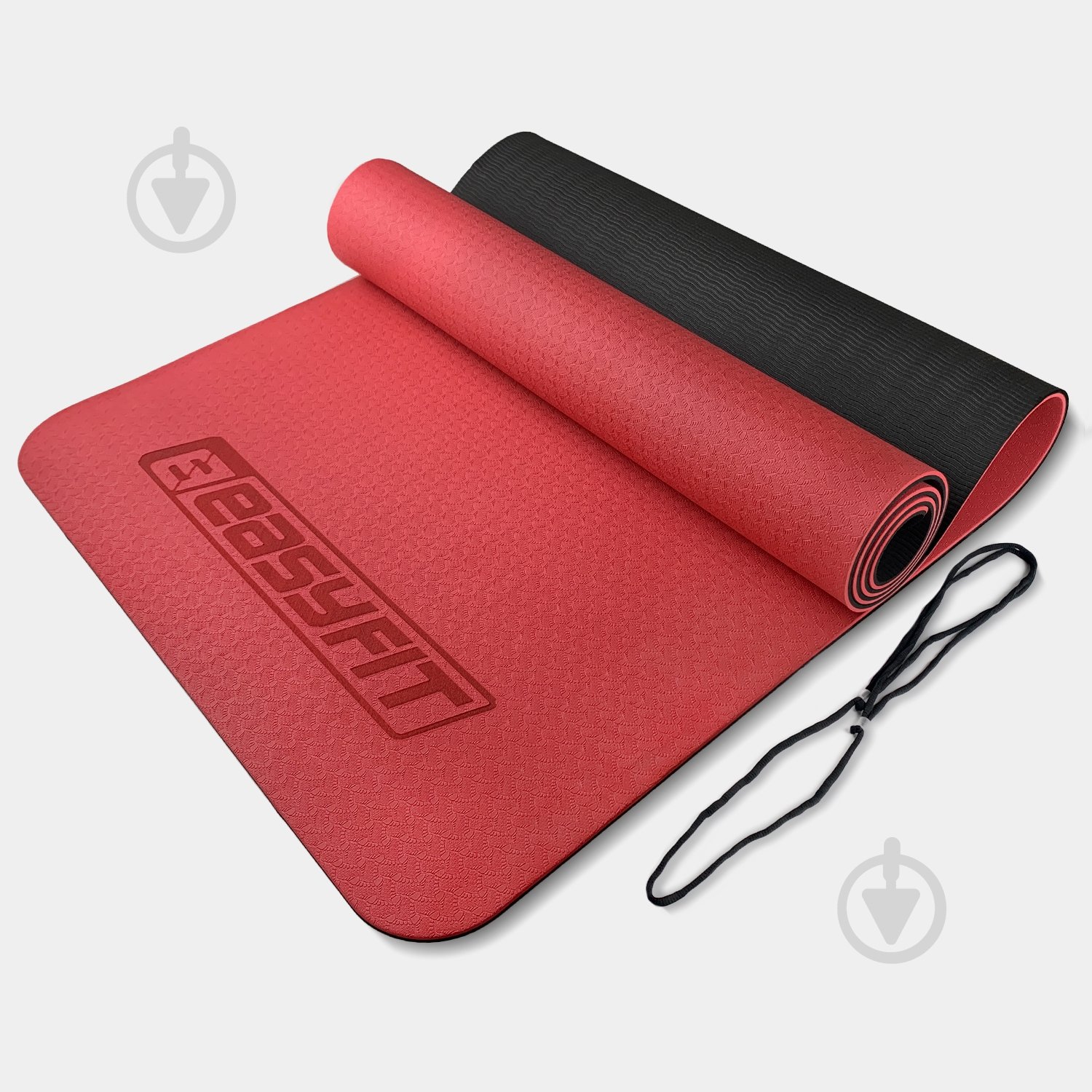 Коврик для йоги EasyFit TPE+TC двухслойный 6 мм Красный/Черный красныйчерный - фото 1