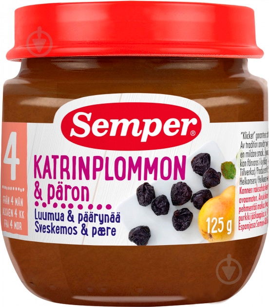 Пюре Semper Чернослив-Груша-Яблоко (125 г) - фото 1 Пюре Semper Чернослив-Груша-Яблоко (125 г) - фото 1