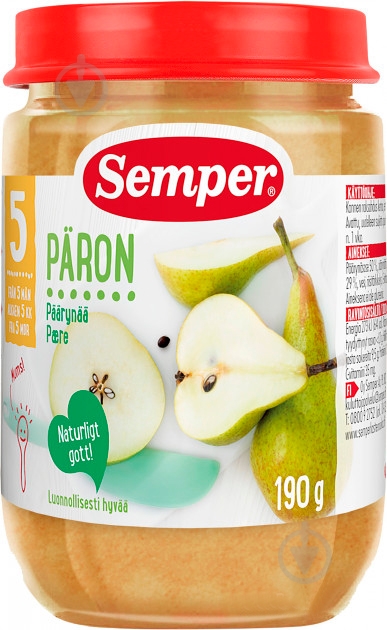 Пюре Semper Груша-Яблоко (190 г) - фото 1 Пюре Semper Груша-Яблоко (190 г) - фото 1