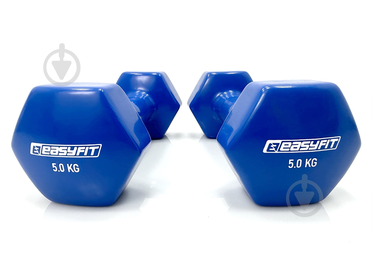 Гантель EasyFit виниловое покрытие 5 кг синий - фото 2